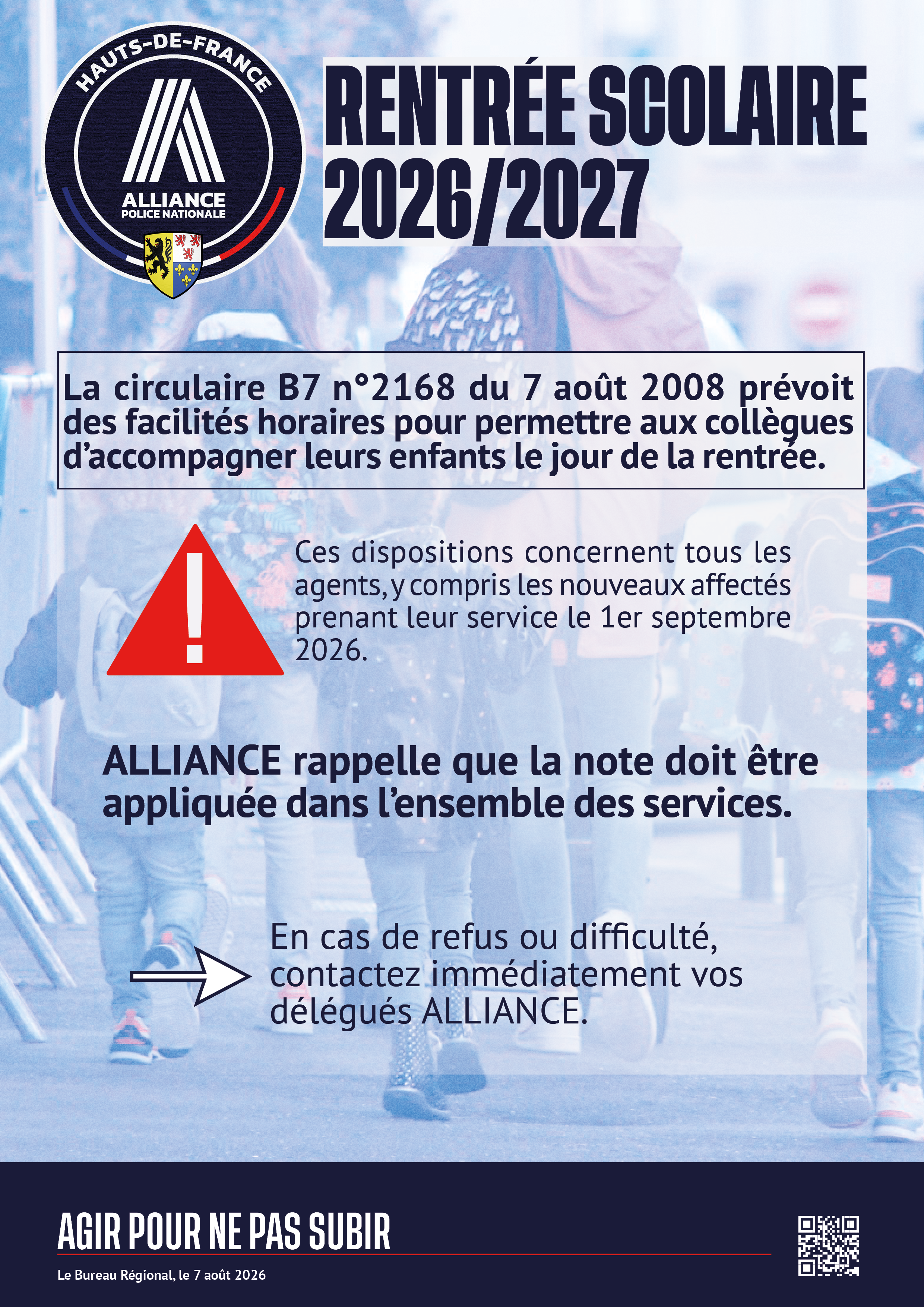Rentrée scolaire 2026/2027 circulaire B7