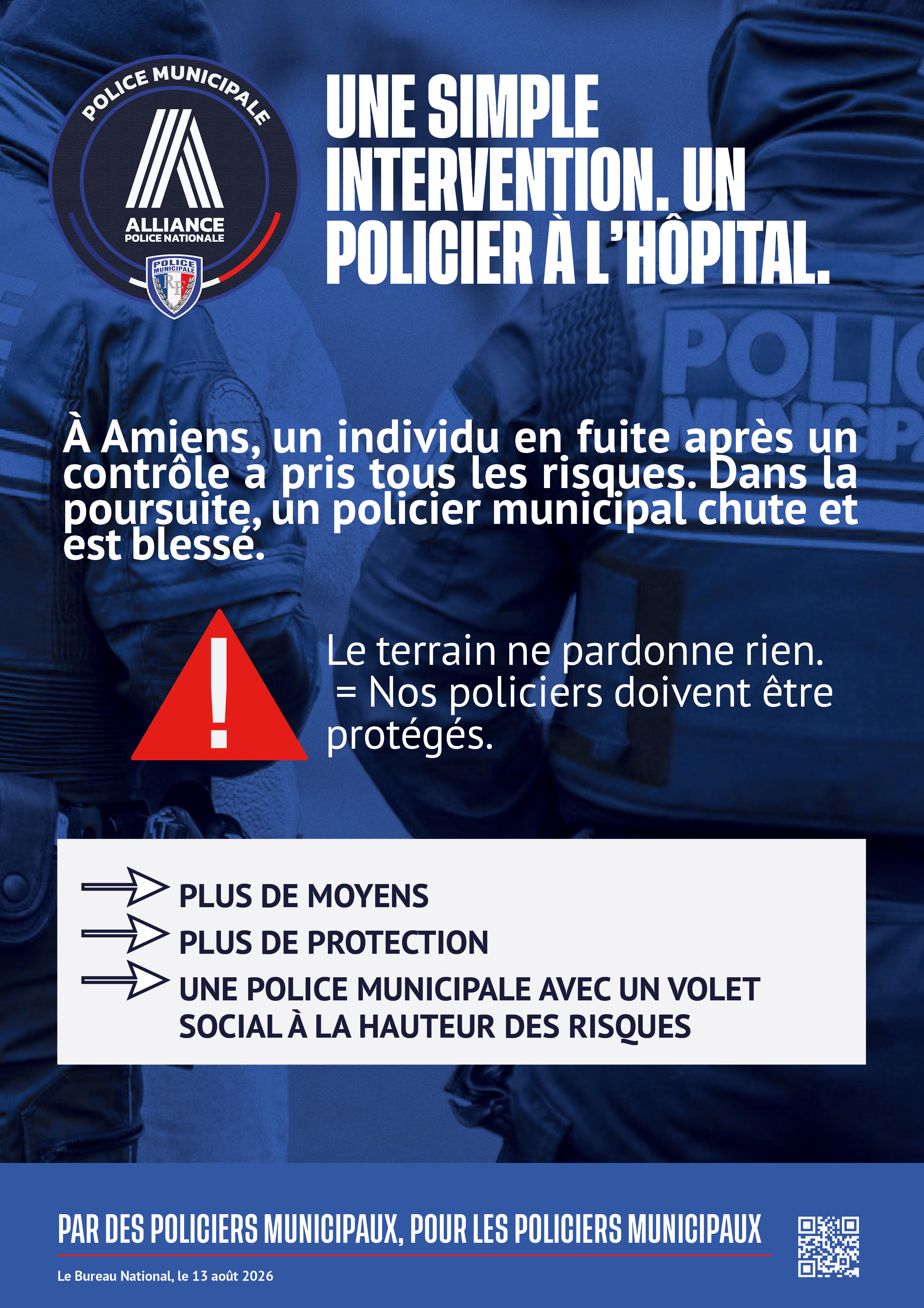 Amiens, une simple intervention, un policier à l'hôpital.