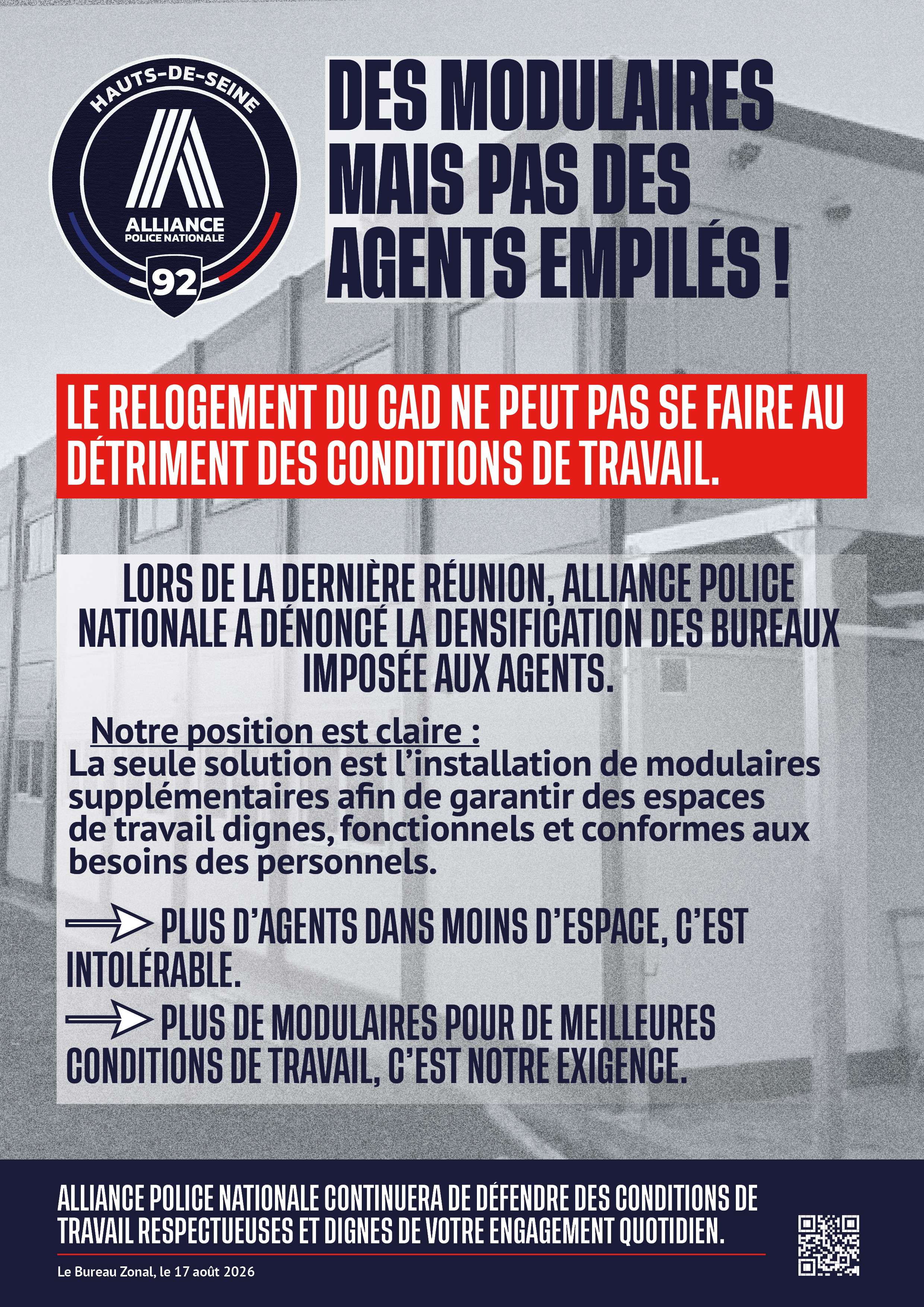 relogement du cad. des modulaires mais pas des agents empilés !