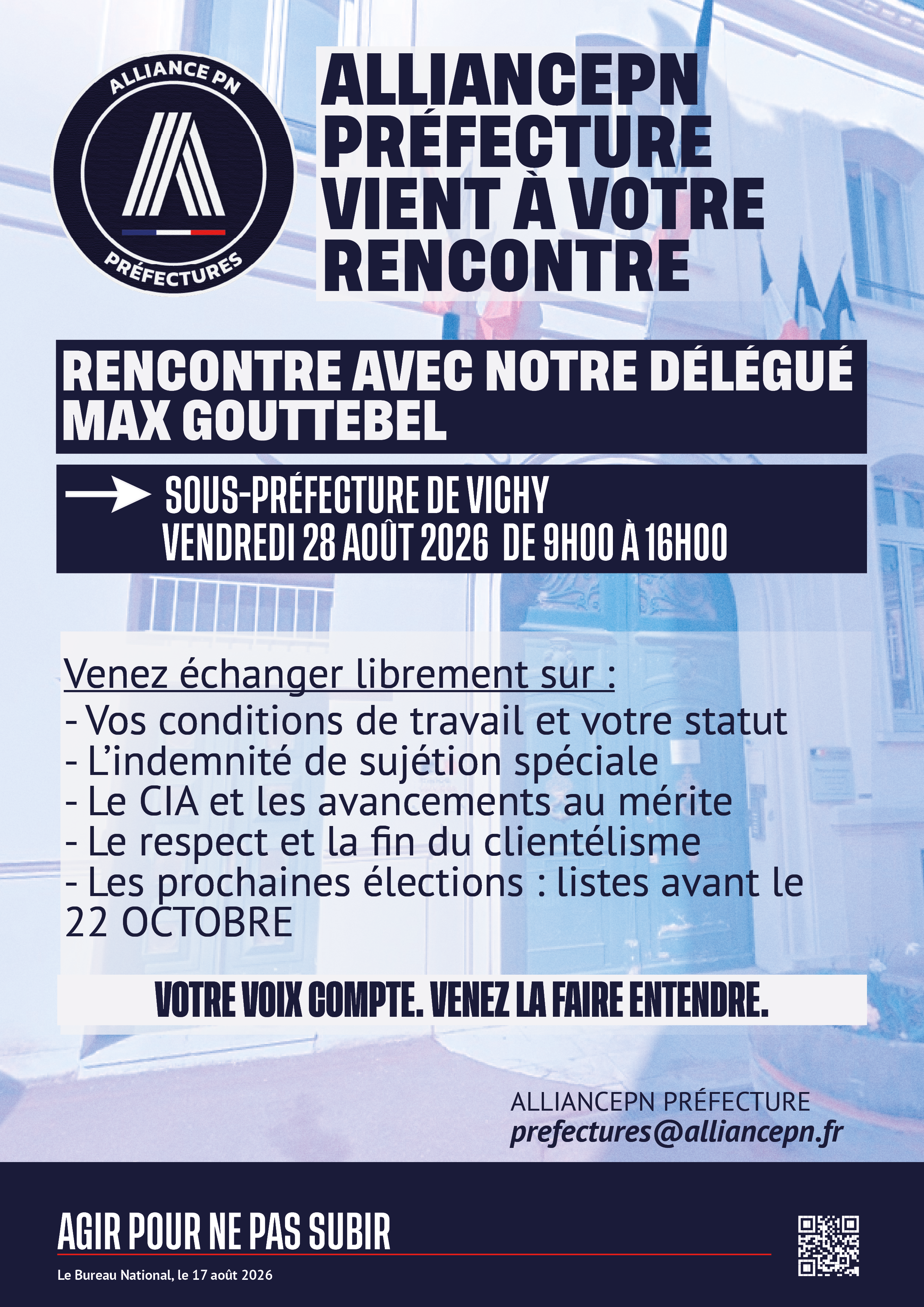 VICHY ALLIANCEPN Préfecture vient à votre rencontre.