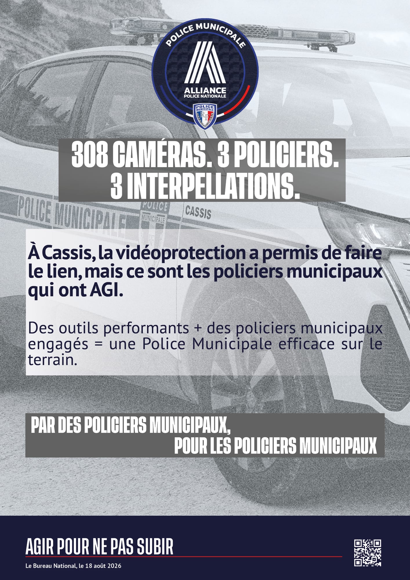 308 caméras, 3 policiers, 3 interpellations.
