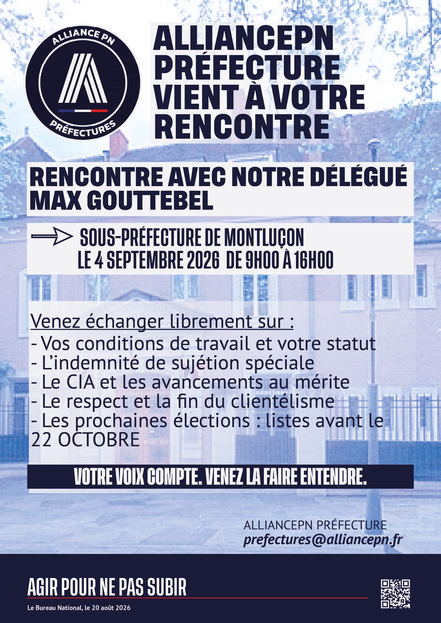Montluçon : ALLIANCEPN Préfecture vient à votre rencontre.