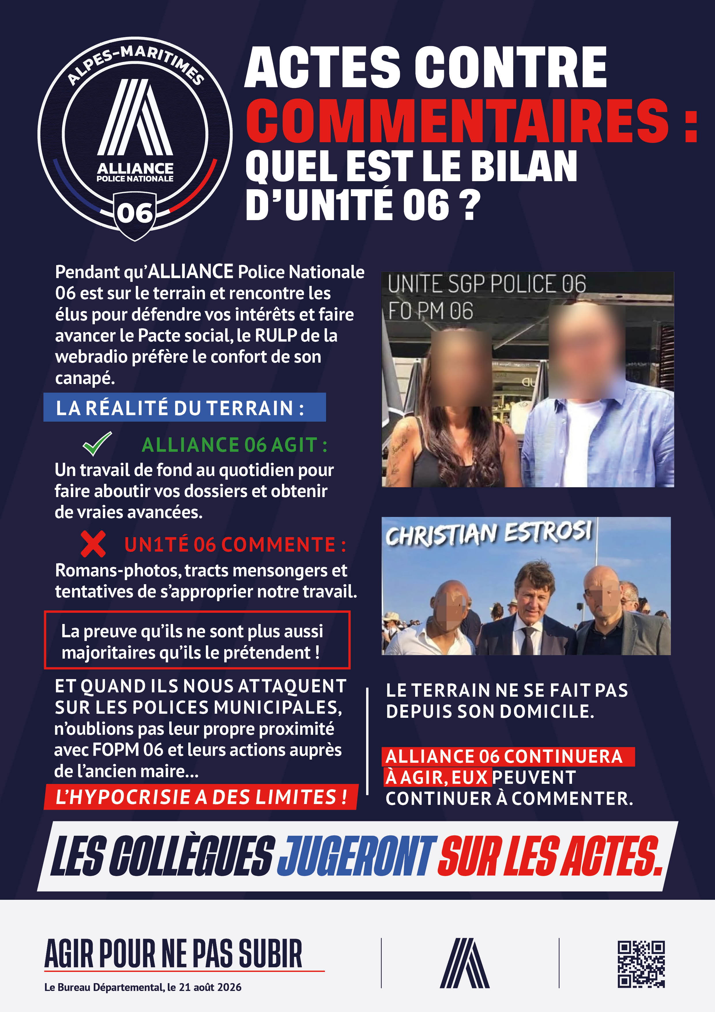 ACTES CONTRE COMMENTAIRES : QUEL EST LE BILAN D'UN1TÉ 06 ?