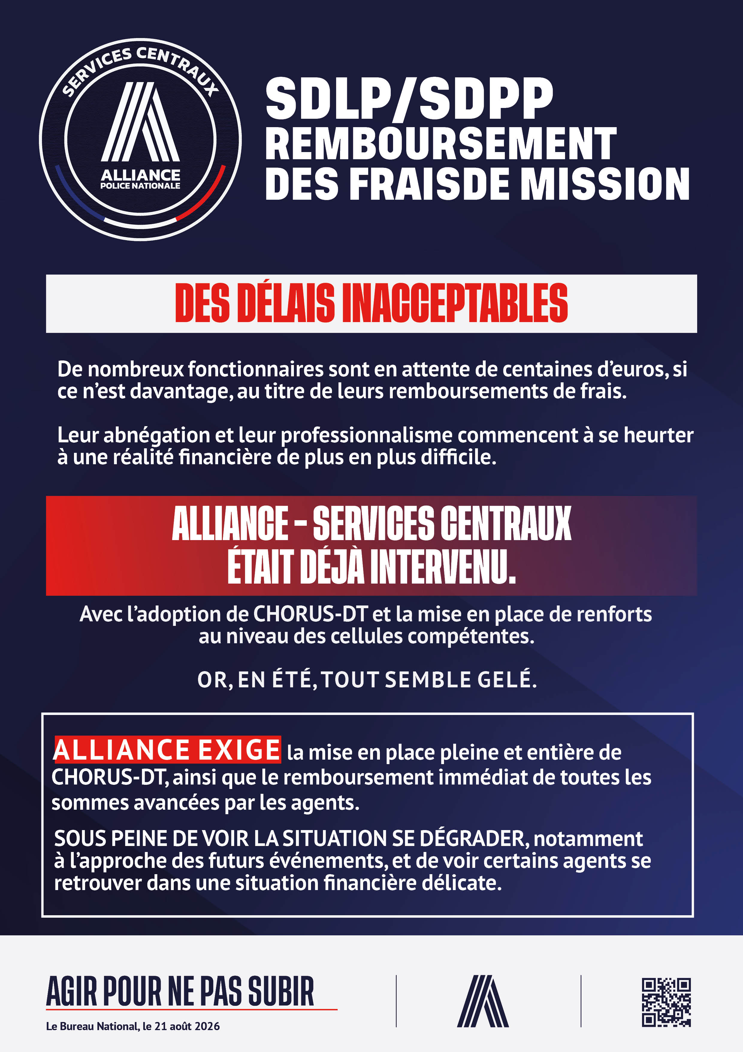 SDLP/SDPP REMBOURSEMENT DES FRAIS DE MISSION
