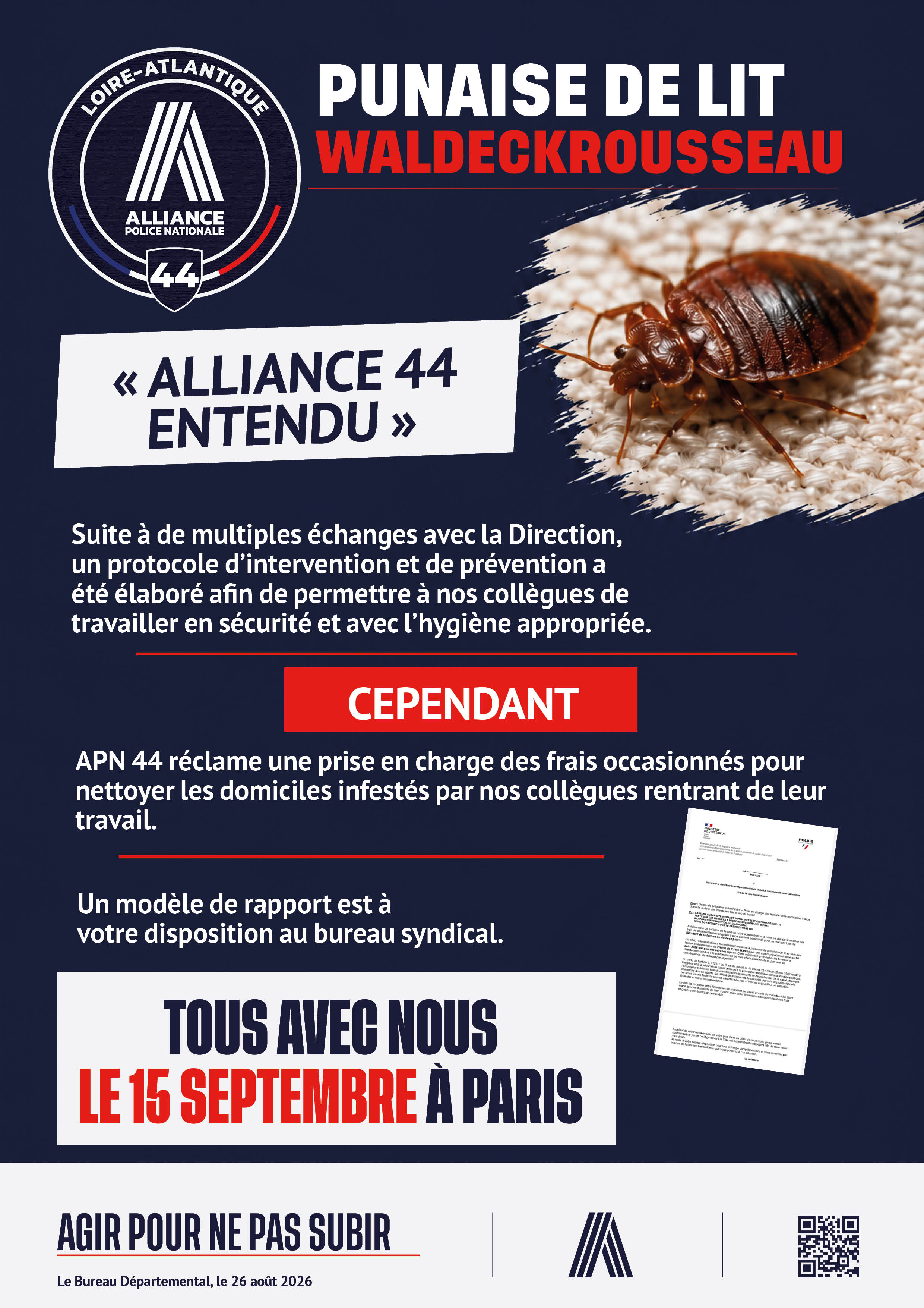 PUNAISE DE LIT WALDECK-ROUSSEAU « ALLIANCE 44 ENTENDU »