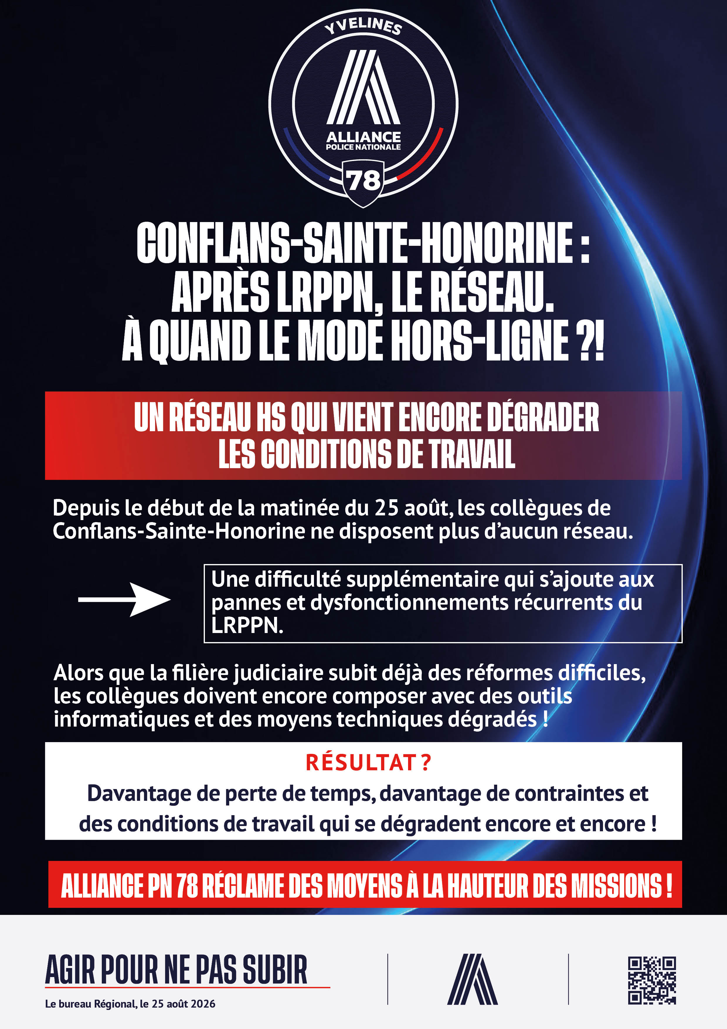 CONFLANS-SAINTE-HONORINE : APRÈS LRPPN, LE RÉSEAU. À QUAND LE MODE HORS-LIGNE ?!