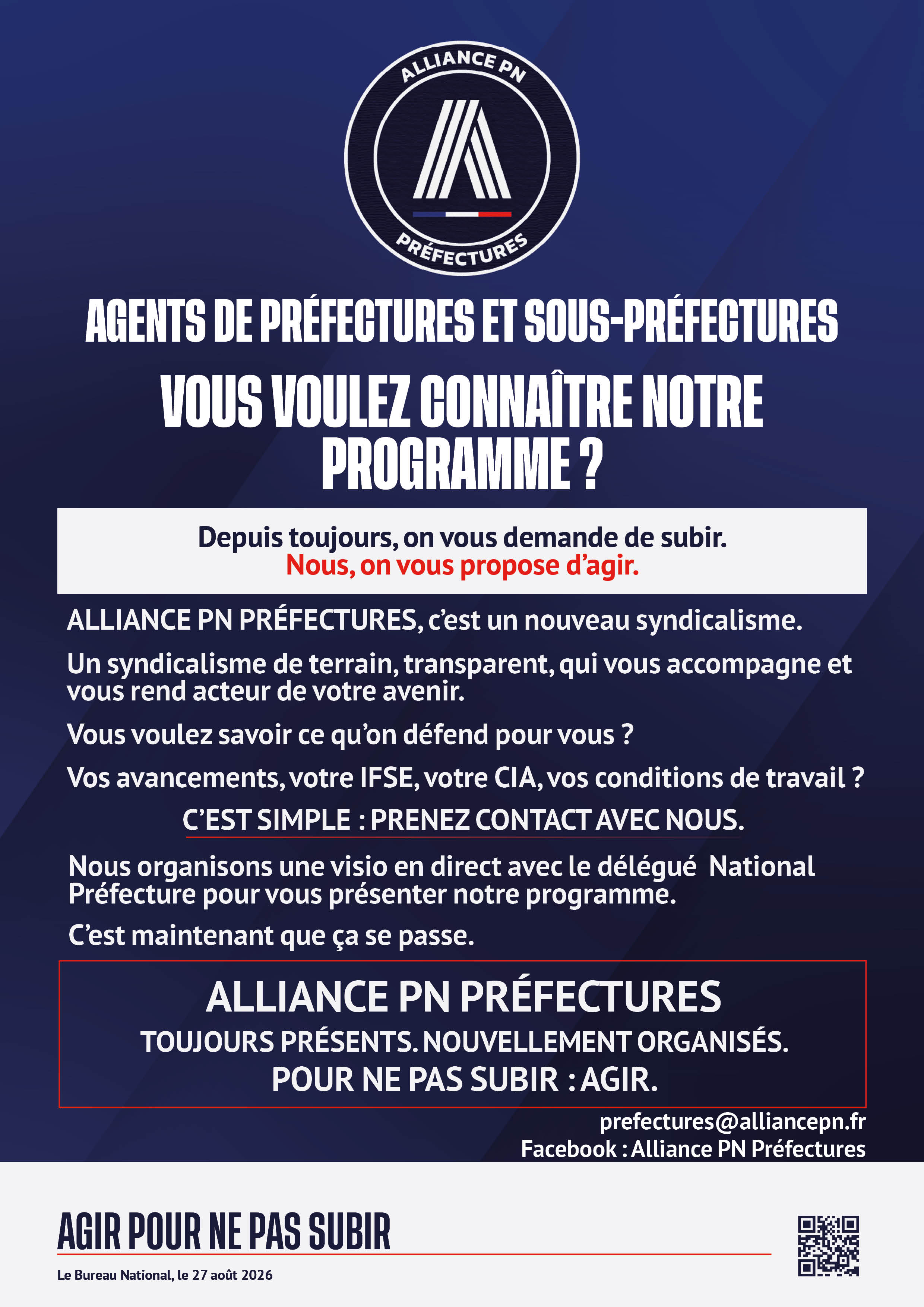 AGENTS DE PRÉFECTURES ET SOUS-PRÉFECTURES* VOUS VOULEZ CONNAÎTRE NOTRE PROGRAMME ?