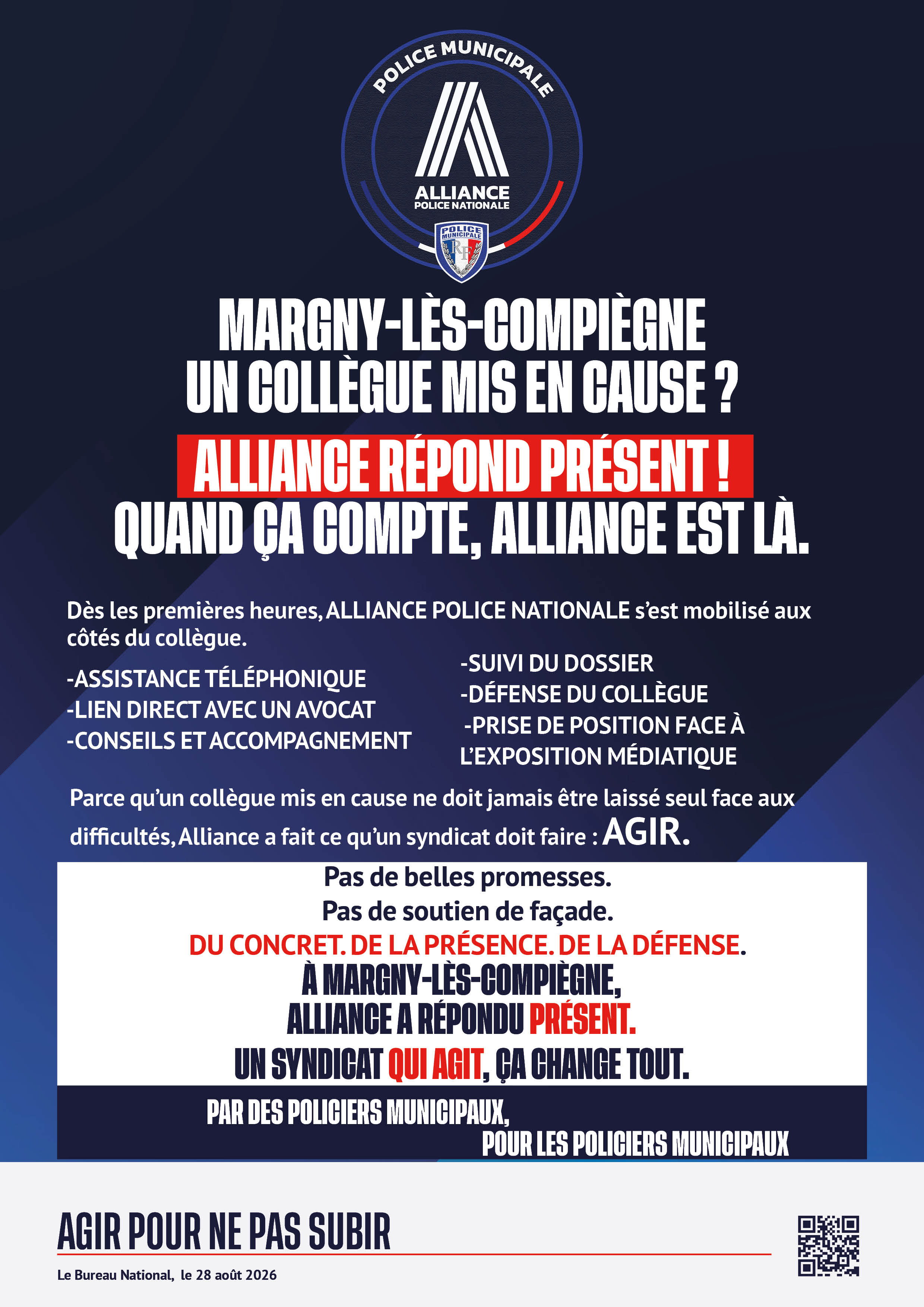 MARGNY-LÈS-COMPIÈGNE UN COLLÈGUE MIS EN CAUSE ? ALLIANCE RÉPOND PRÉSENT ! QUAND ÇA COMPTE, ALLIANCE EST LÀ.