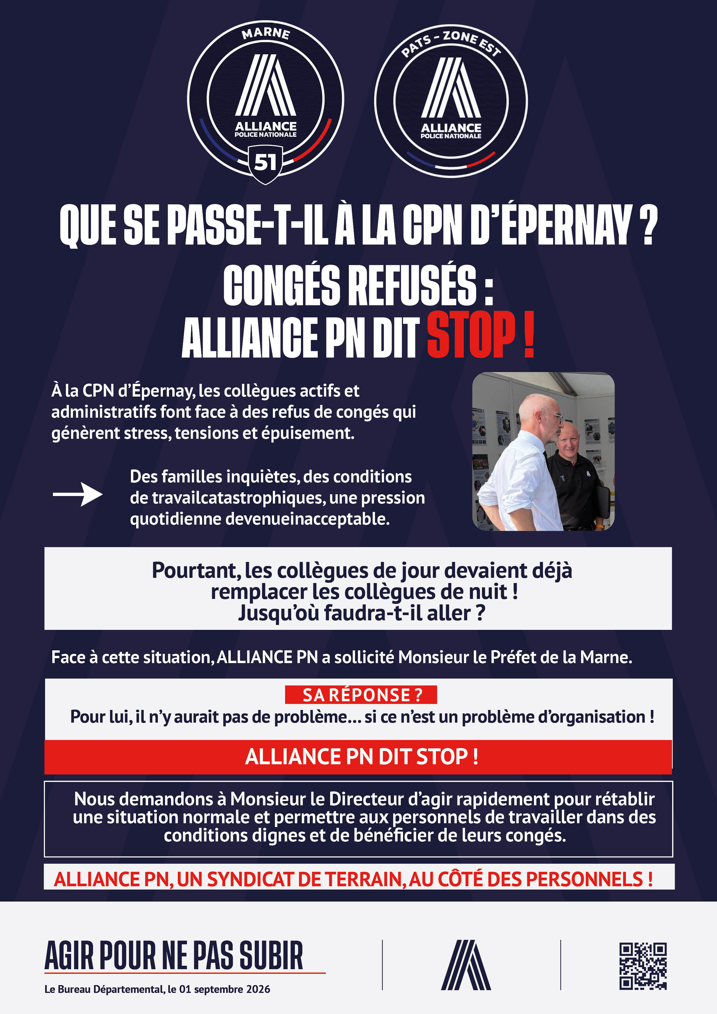 QUE SE PASSE-T-IL À LA CPN D’ÉPERNAY ? CONGÉS REFUSÉS : ALLIANCE PN DIT STOP !