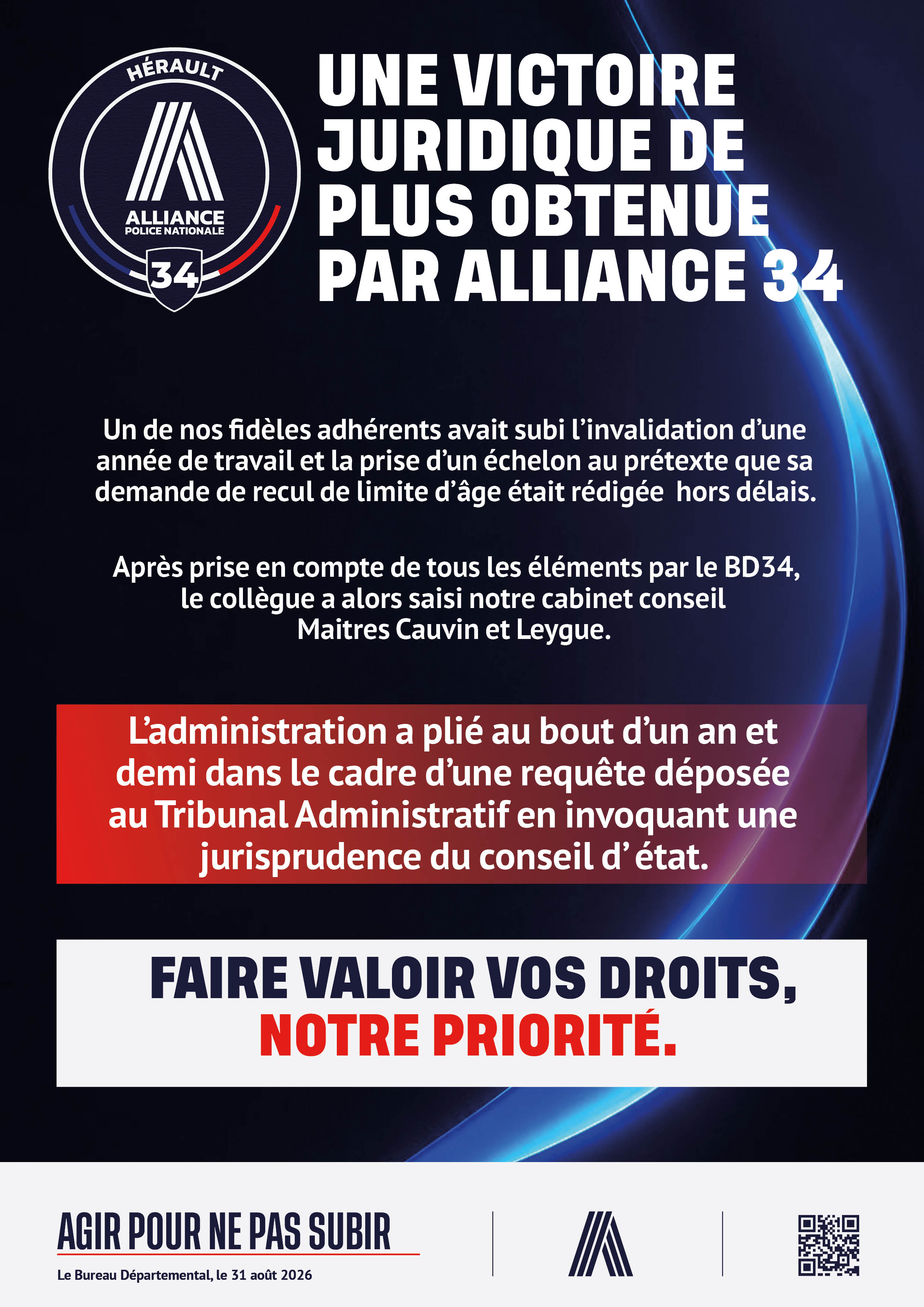 Une victoire juridique de plus obtenue par Alliance 34