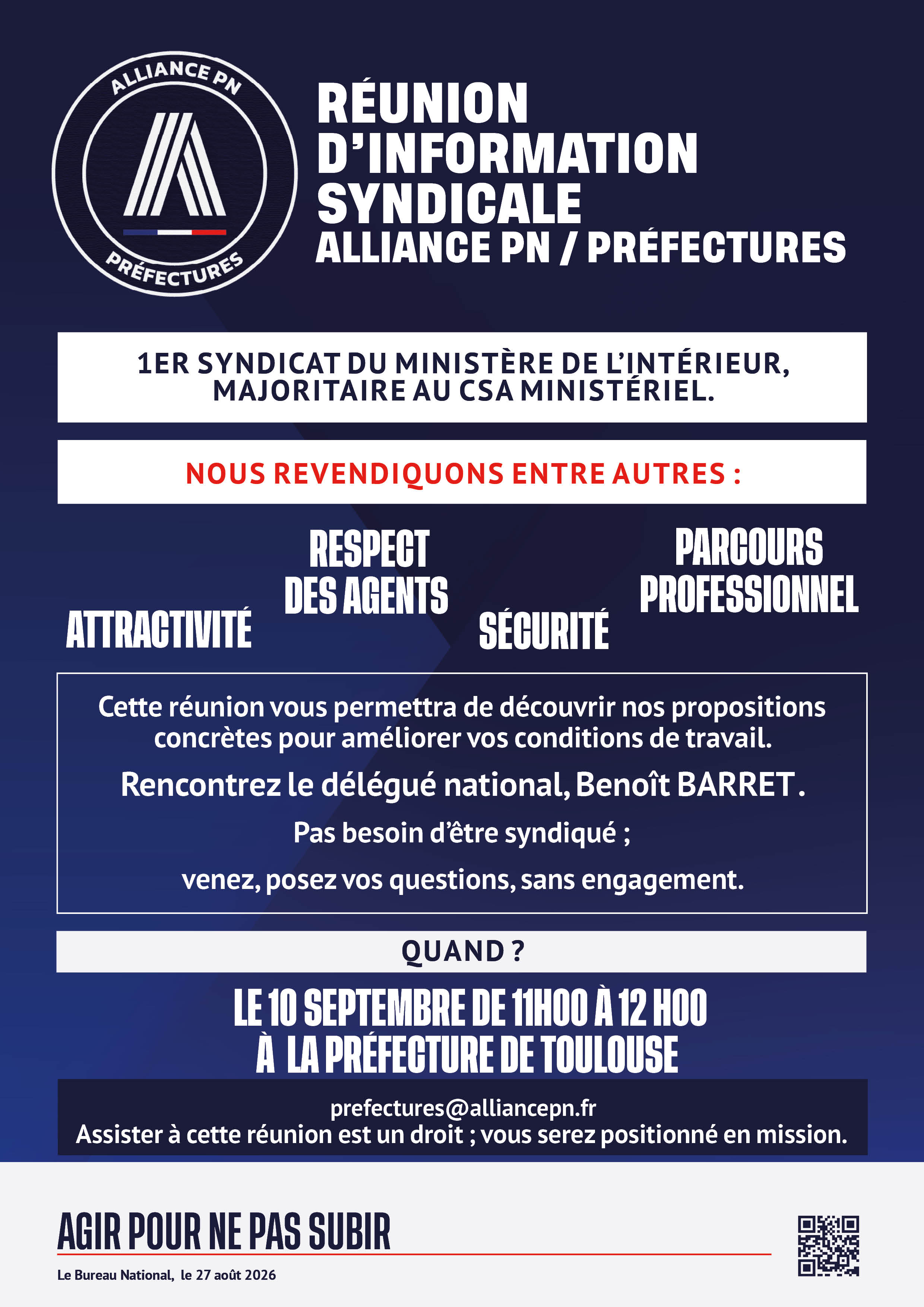 Réunion d'information syndicale – Alliance PN / Préfectures