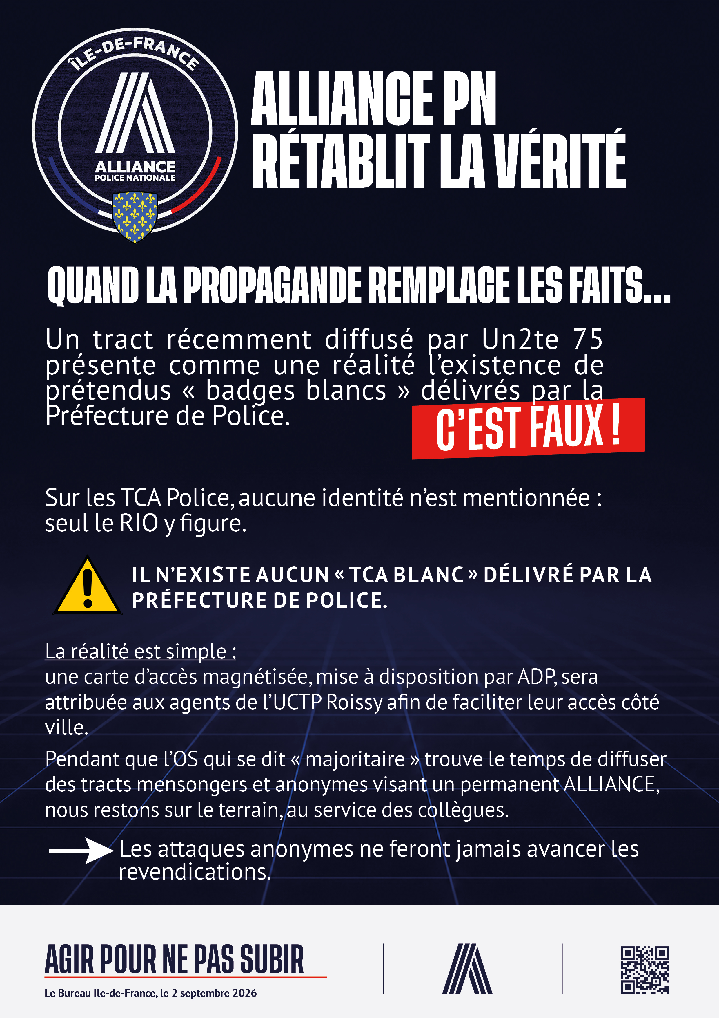 ALLIANCE PN rétablit la vérité