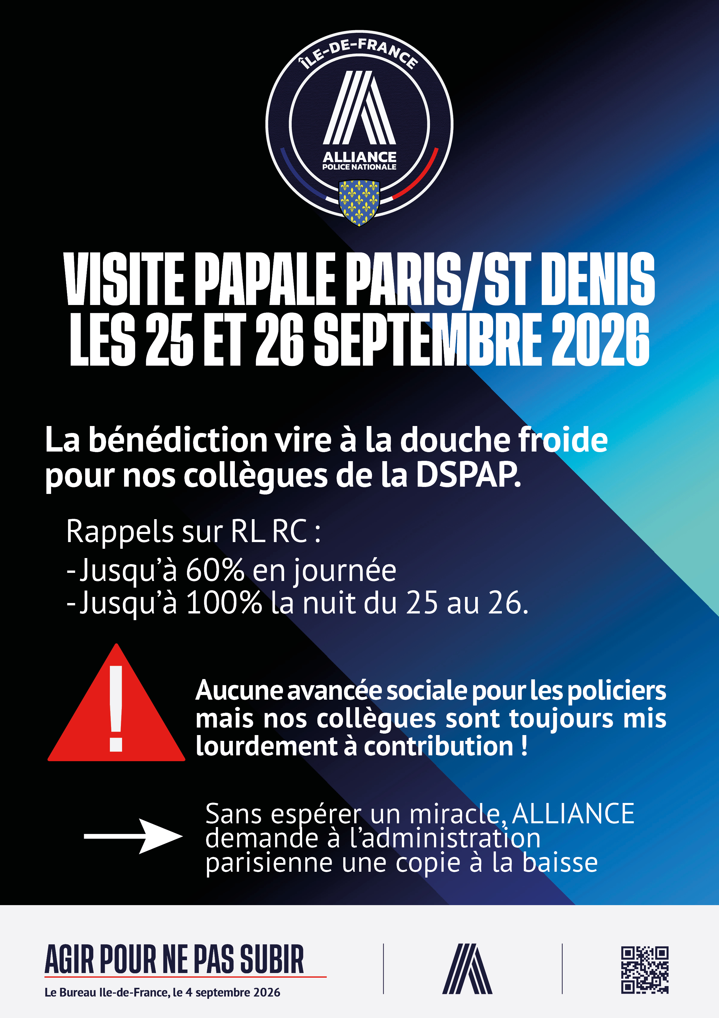 Visite Papale douche froide pour nos collègues de la dspap