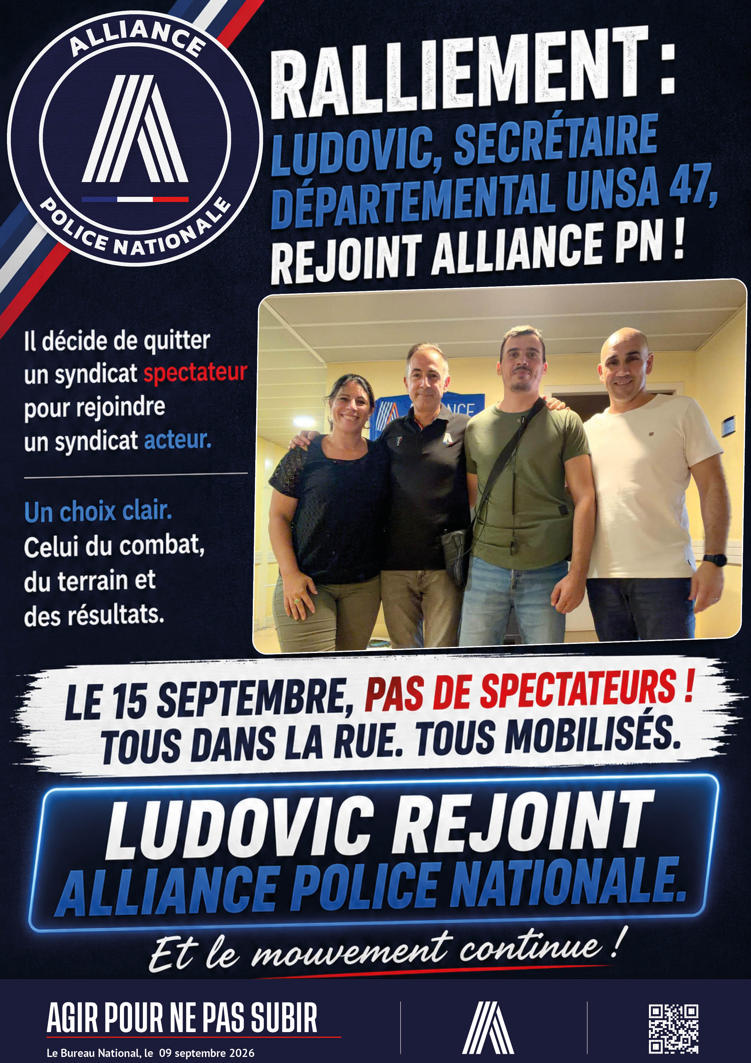 RALLIEMENT : LUDOVIC, SECRÉTAIRE DÉPARTEMENTAL UNSA 47, REJOINT ALLIANCE PN !