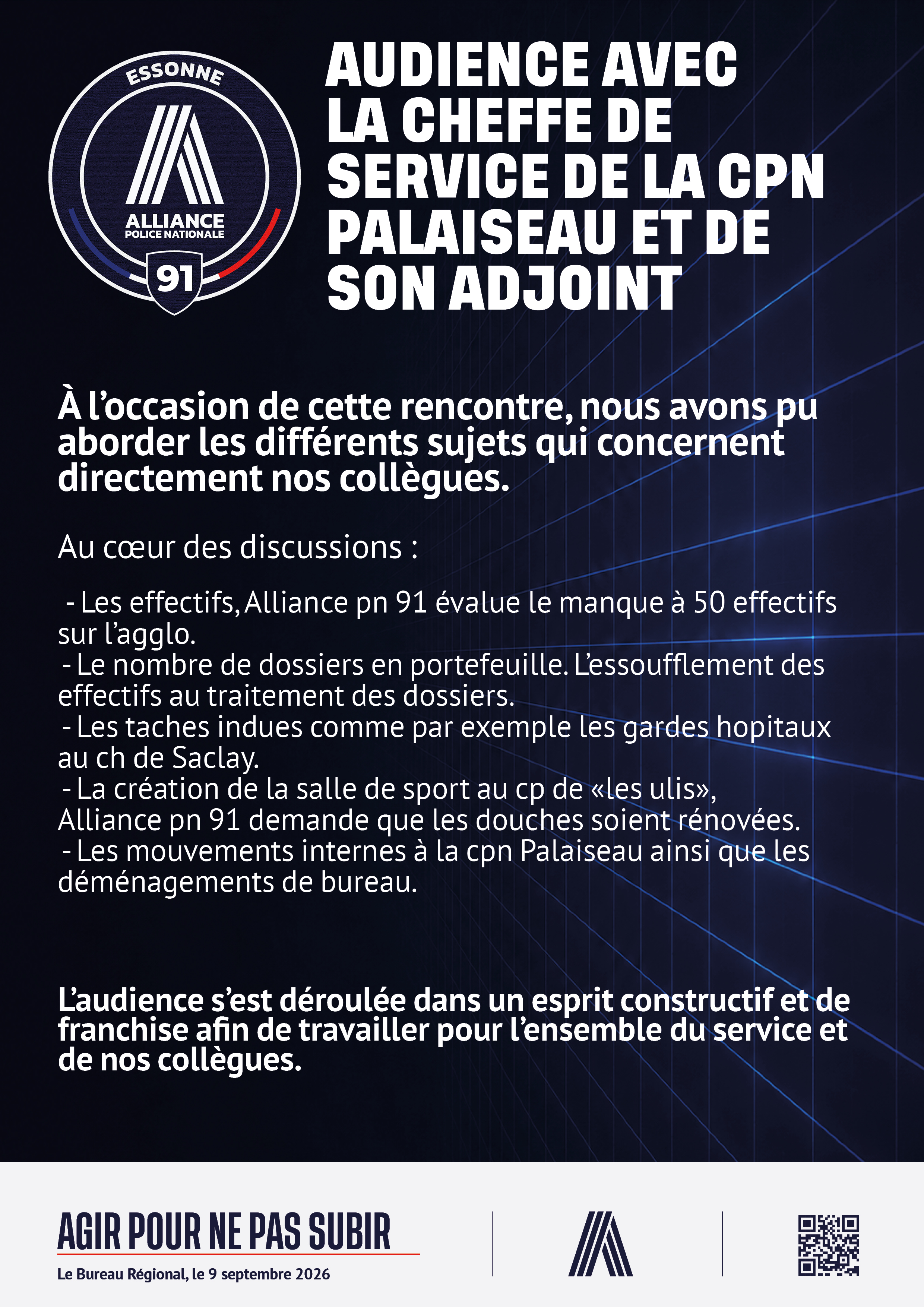 Audience Cheffe de service CPN Palaiseau
