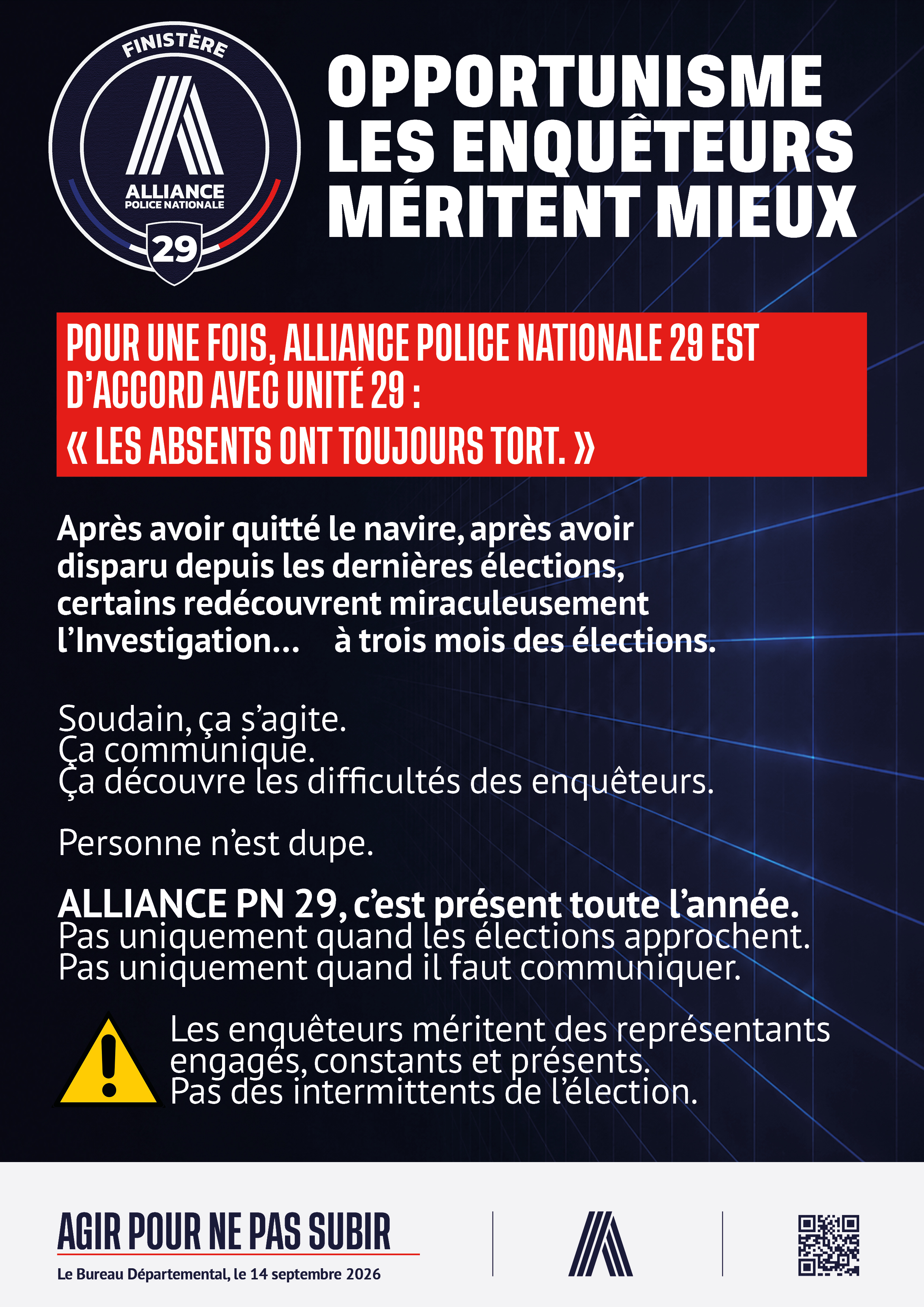 BD 29 : opportunisme, les enquêteurs méritent mieux.