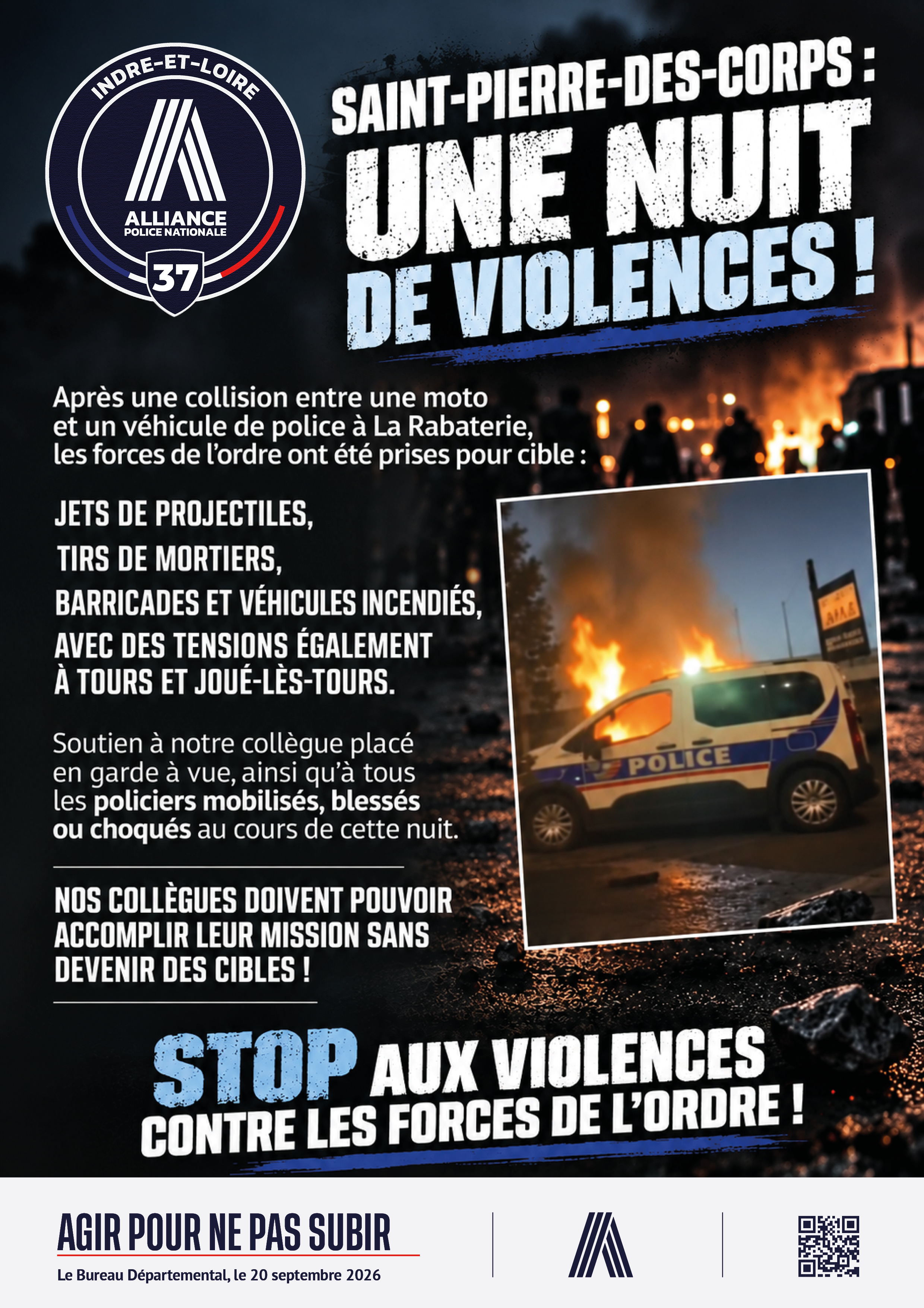 St Pierre des Corps : Une nuit de violences !