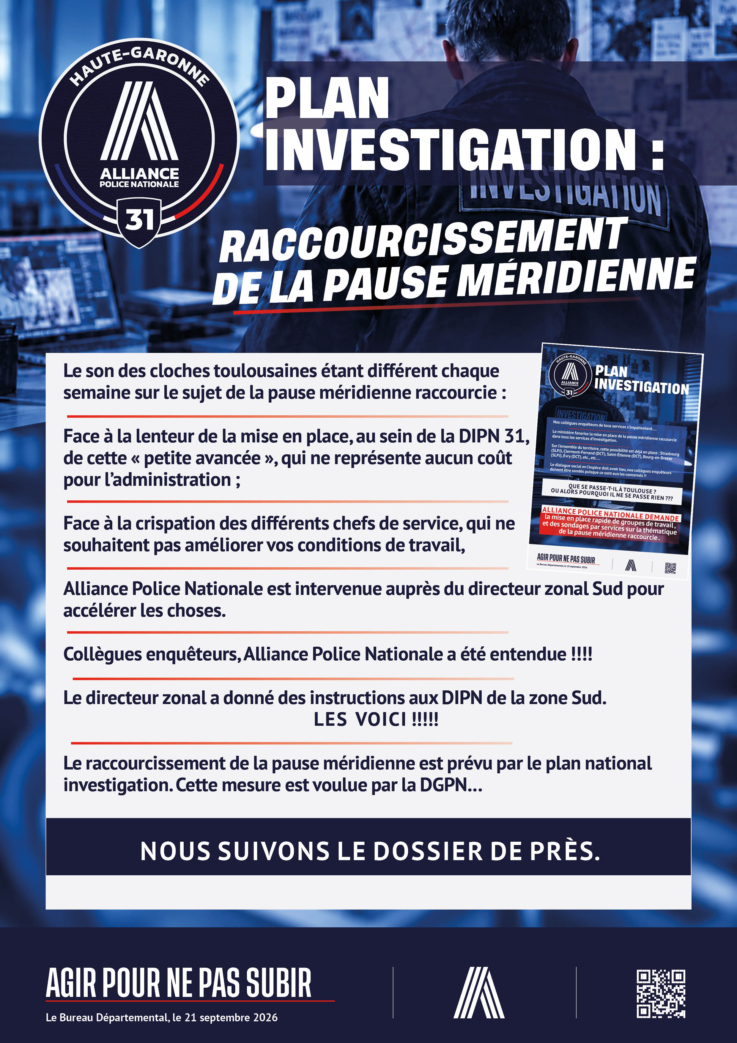 PLAN INVESTIGATION : RACCOURCISSEMENT DE LA PAUSE MÉRIDIENNE