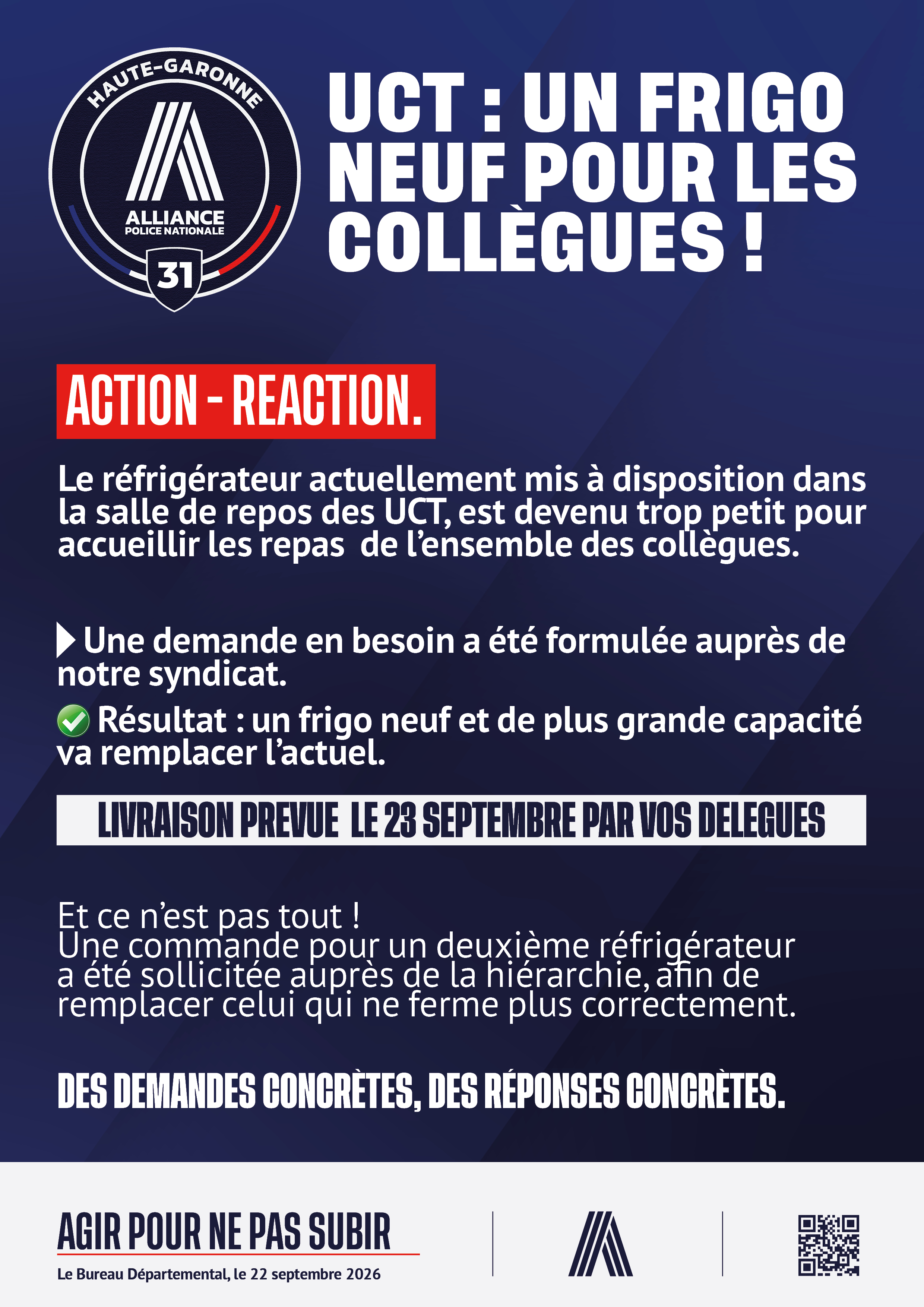 UCT : un frigo pour nos collègues !
