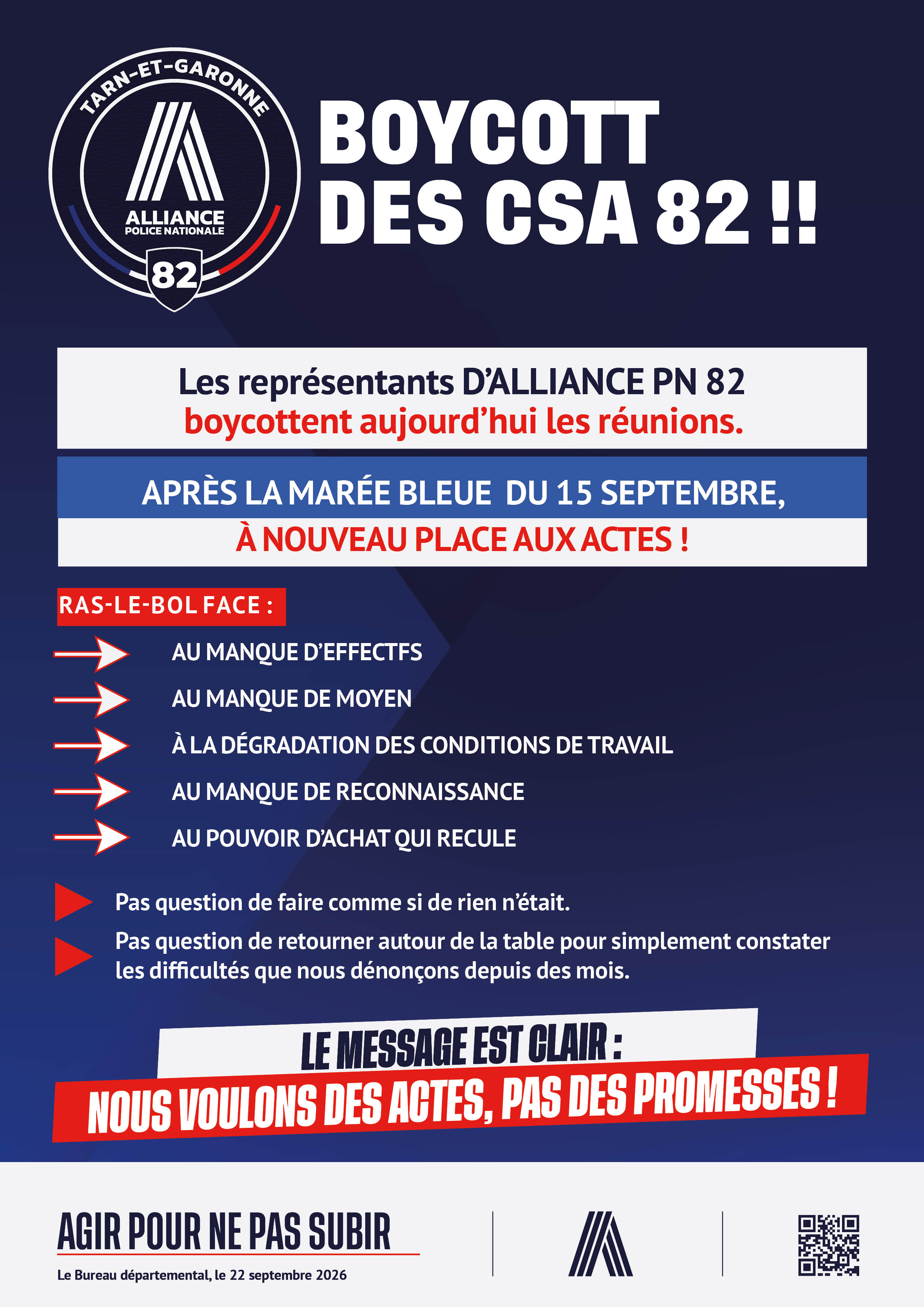 BOYCOTT DES CSA 82 !!