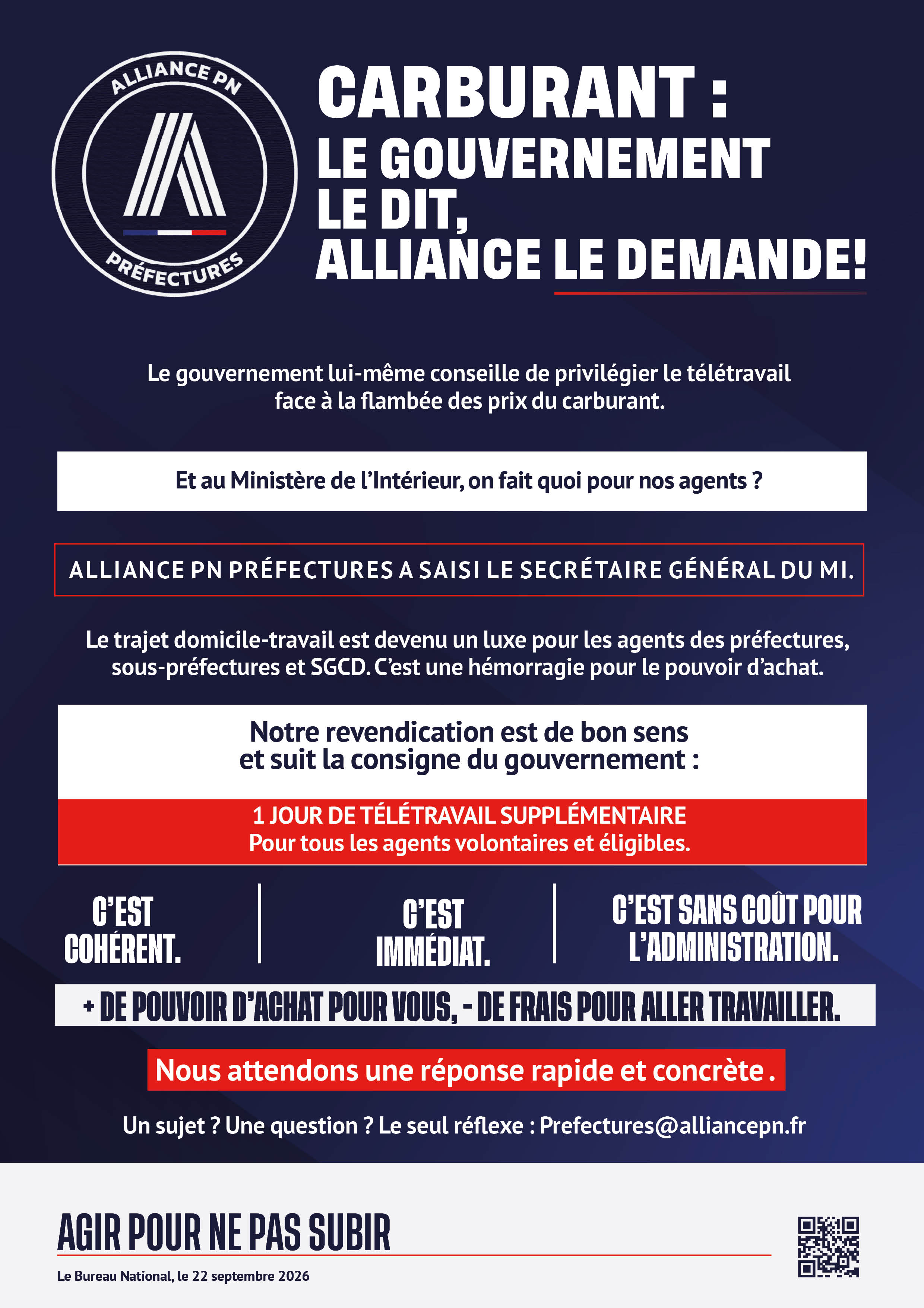 CARBURANT : LE GOUVERNEMENT LE DIT, ALLIANCE LE DEMANDE!