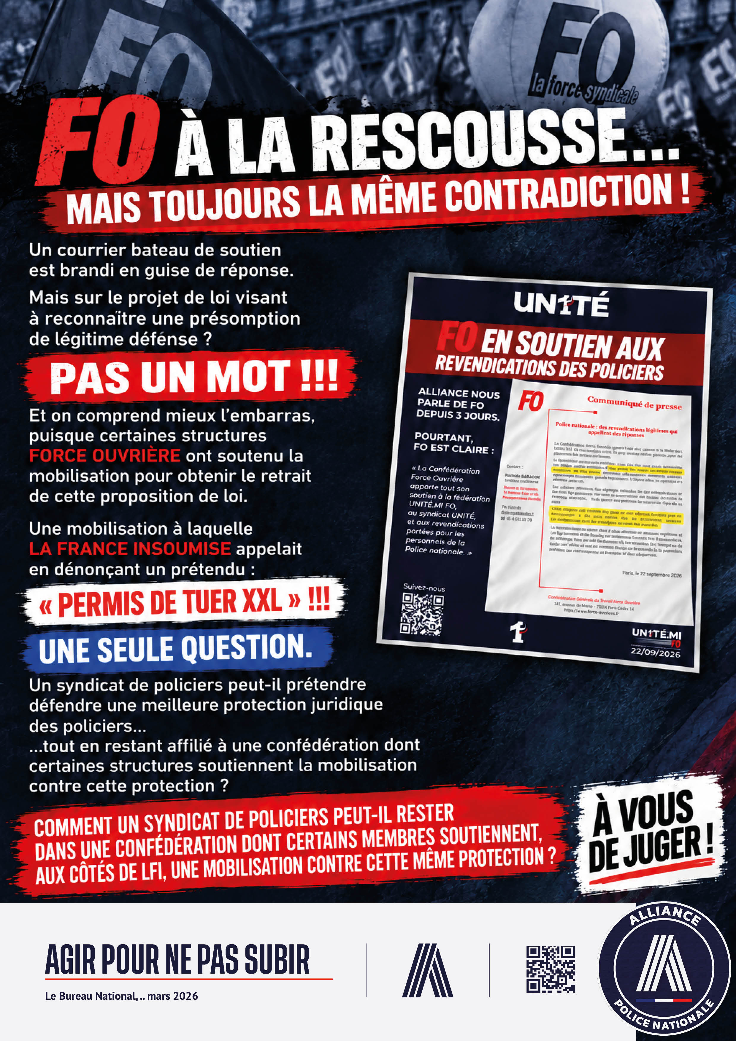 FO À LA RESCOUSSE… MAIS TOUJOURS LA MÊME CONTRADICTION !