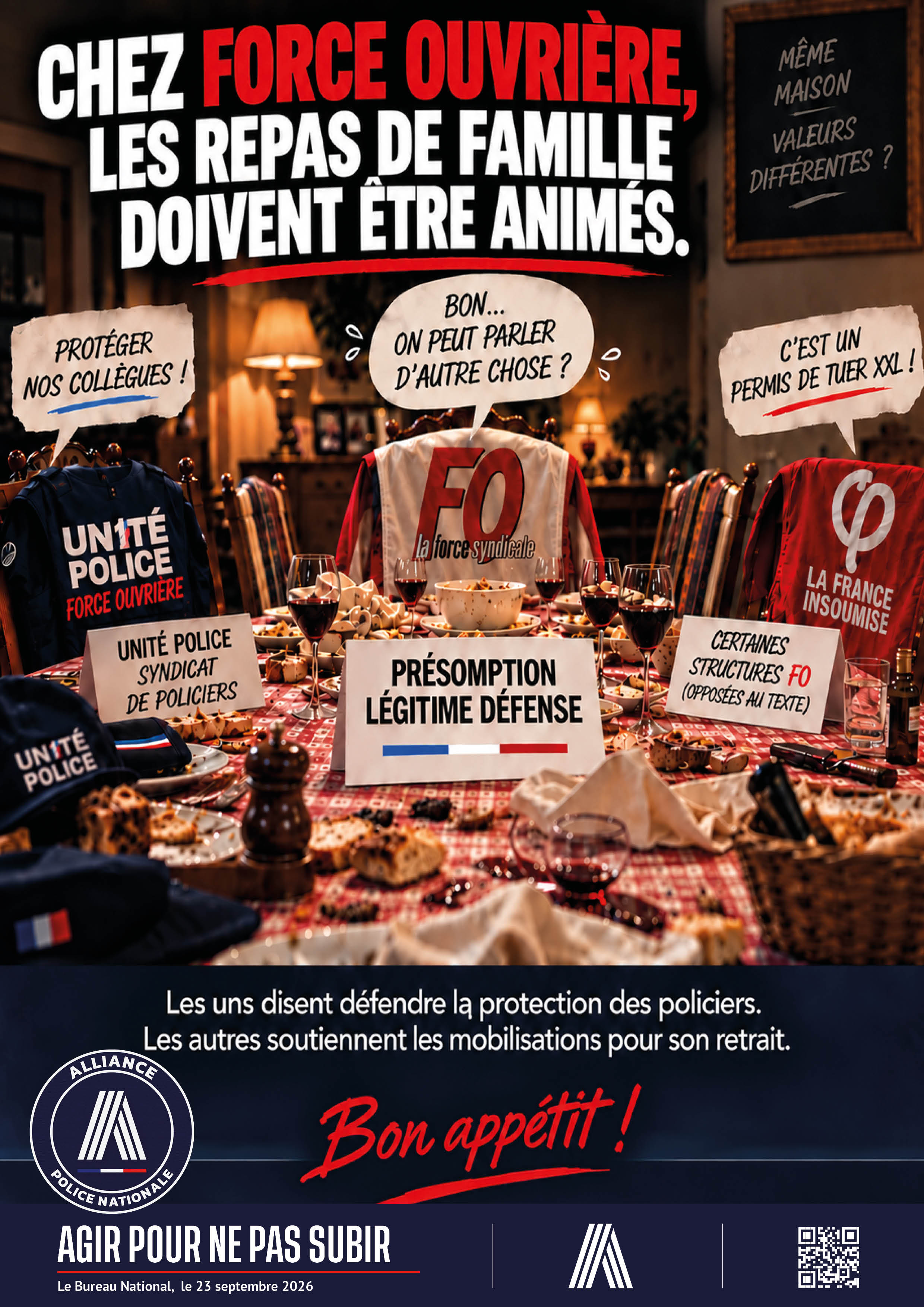 CHEZ FORCE OUVRIÈRE, LES REPAS DE FAMILLE DOIVENT ÊTRE ANIMÉS.