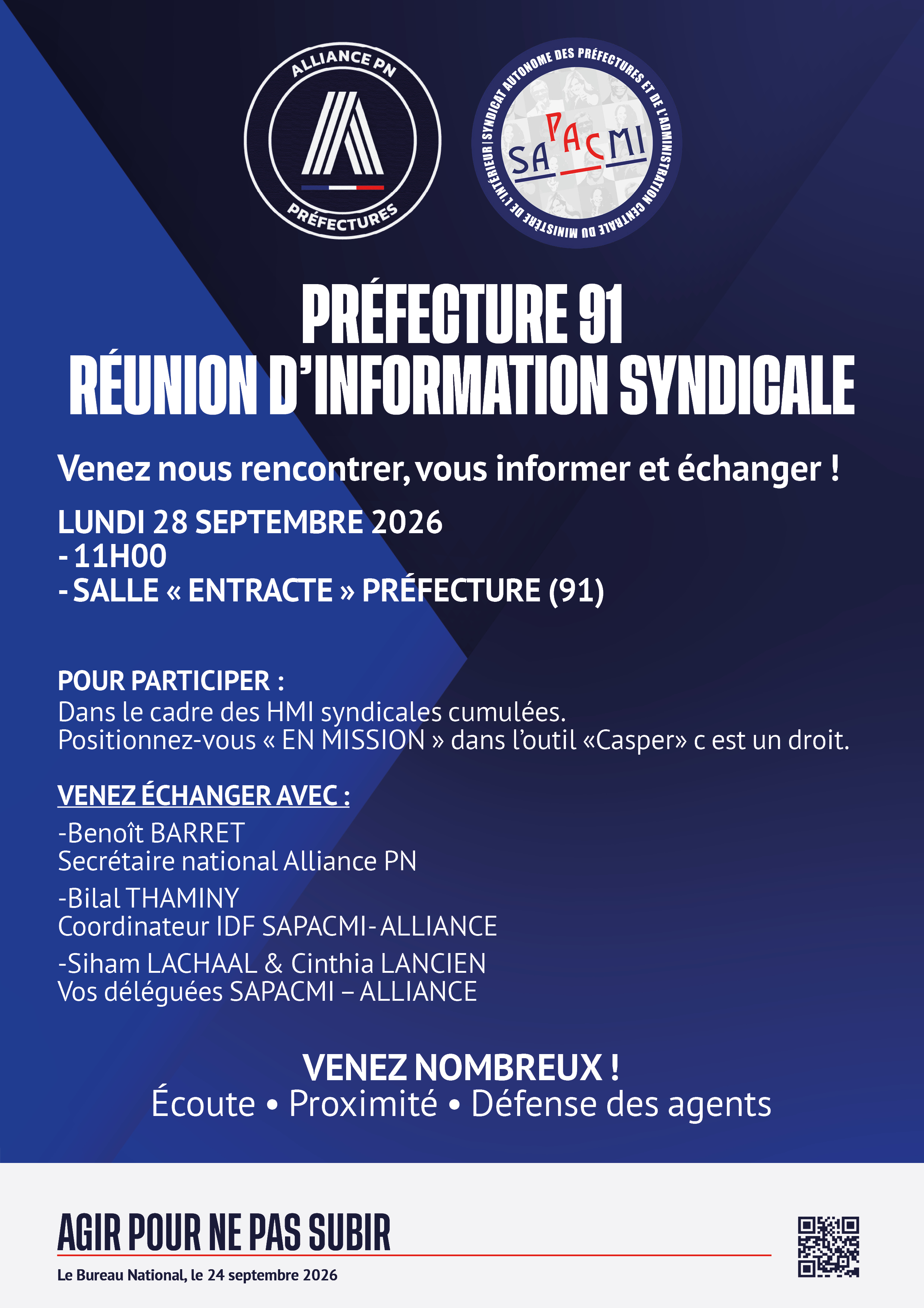 Préfecture 91 : réunion information syndicale.