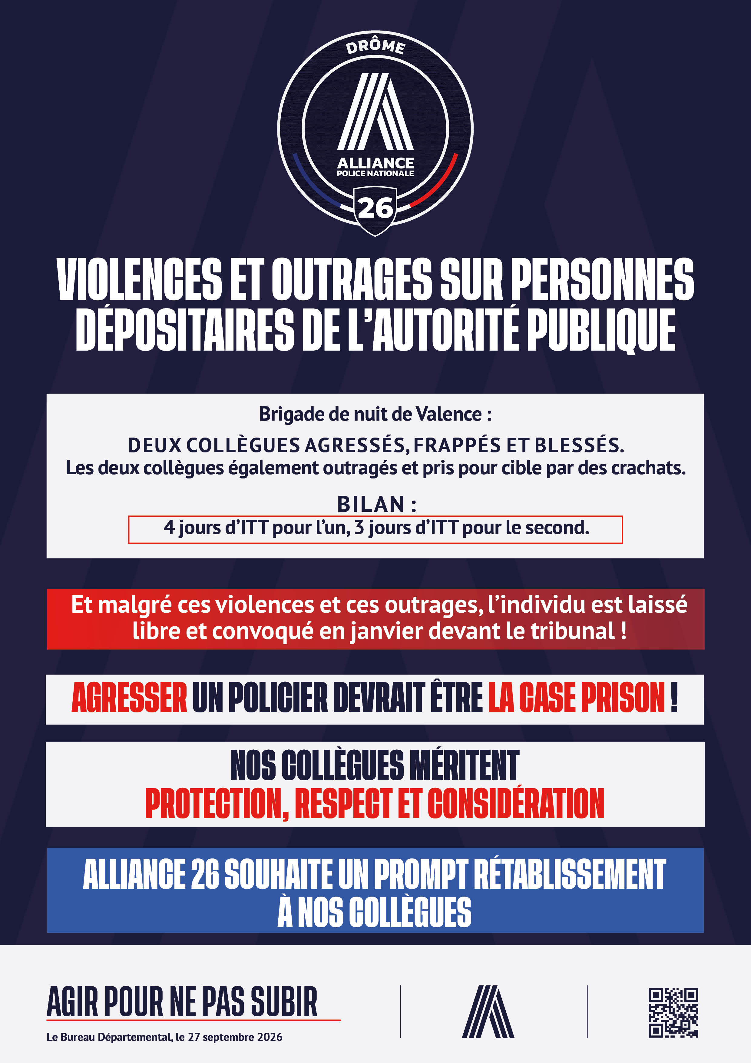 VIOLENCES ET OUTRAGES SUR PERSONNES DÉPOSITAIRES DE L’AUTORITÉ PUBLIQUE