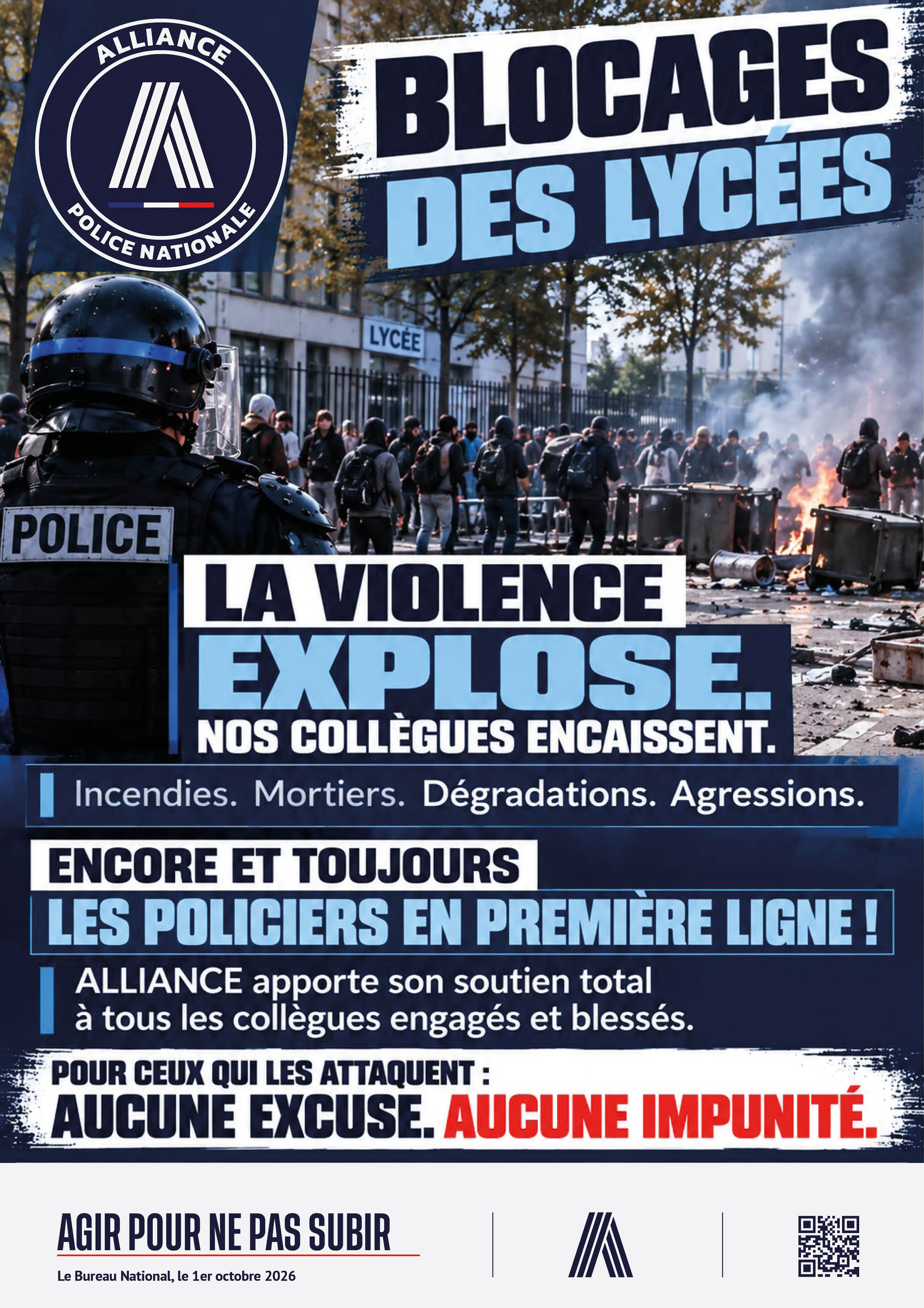 BLOCAGES DES LYCÉES LA VIOLENCE EXPLOSE. NOS COLLÈGUES ENCAISSENT.