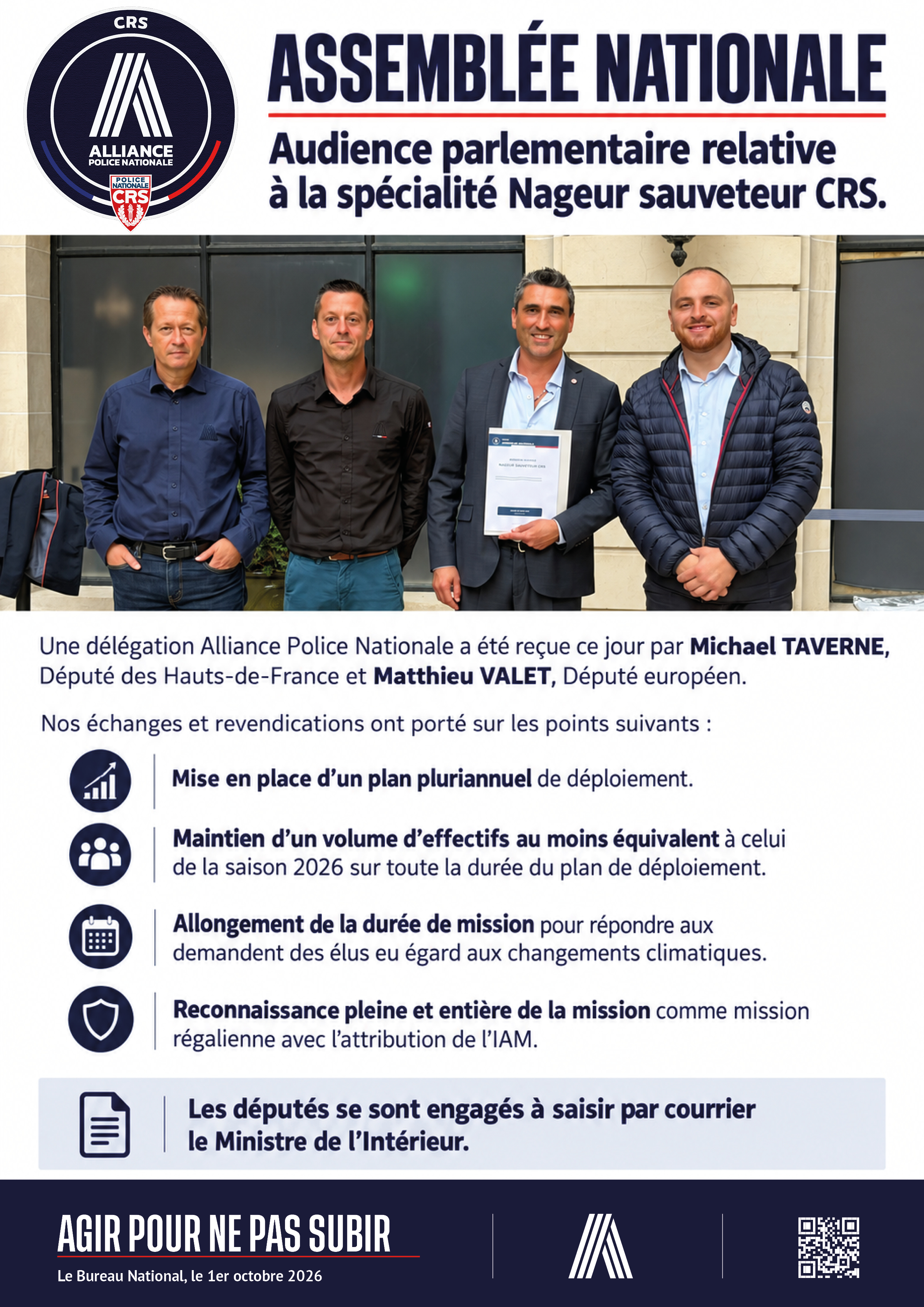 Audience parlementaire Spécialité Nageur sauveteur CRS