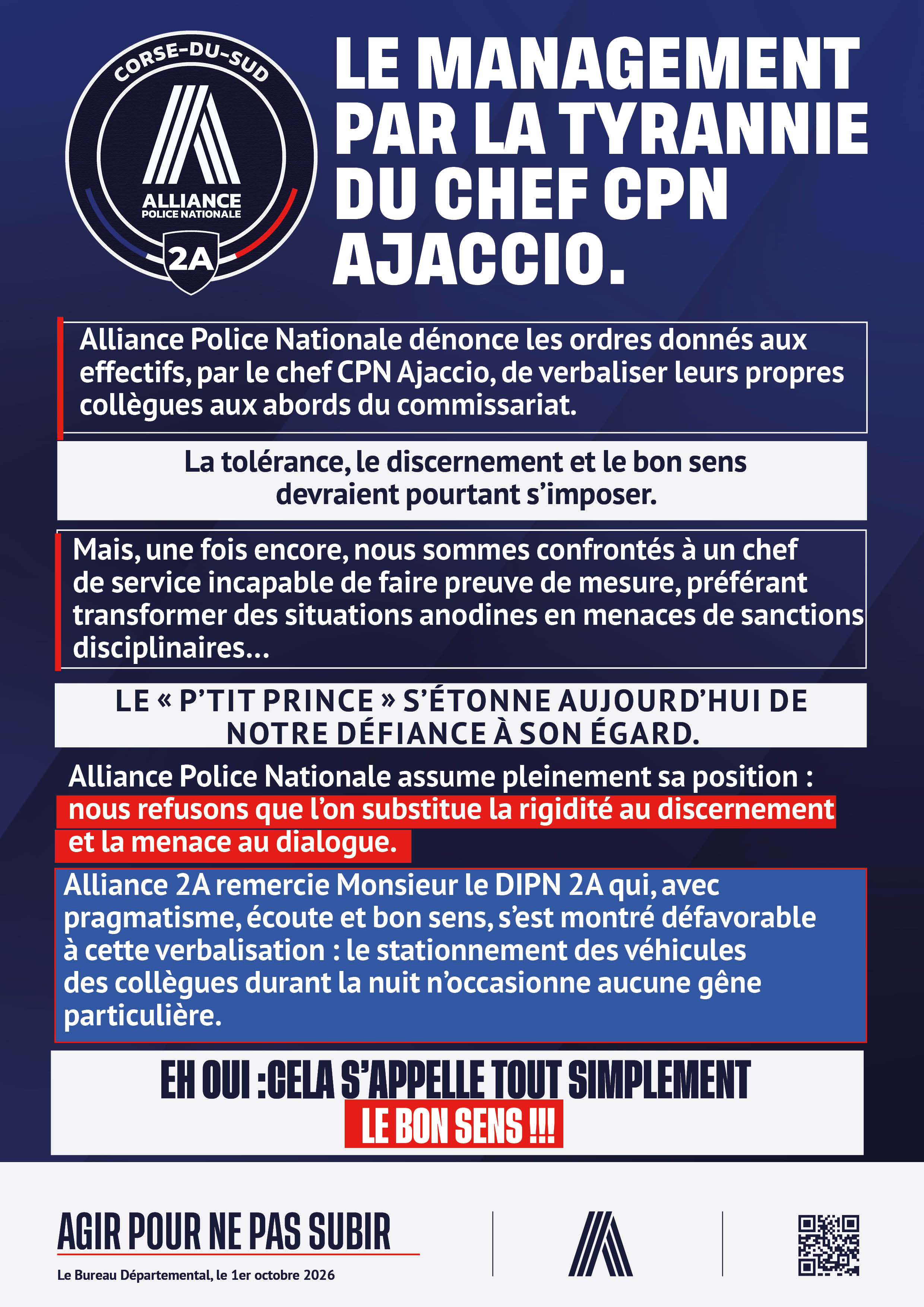 LE MANAGEMENT PAR LA TYRANNIE du chef CPN Ajaccio.