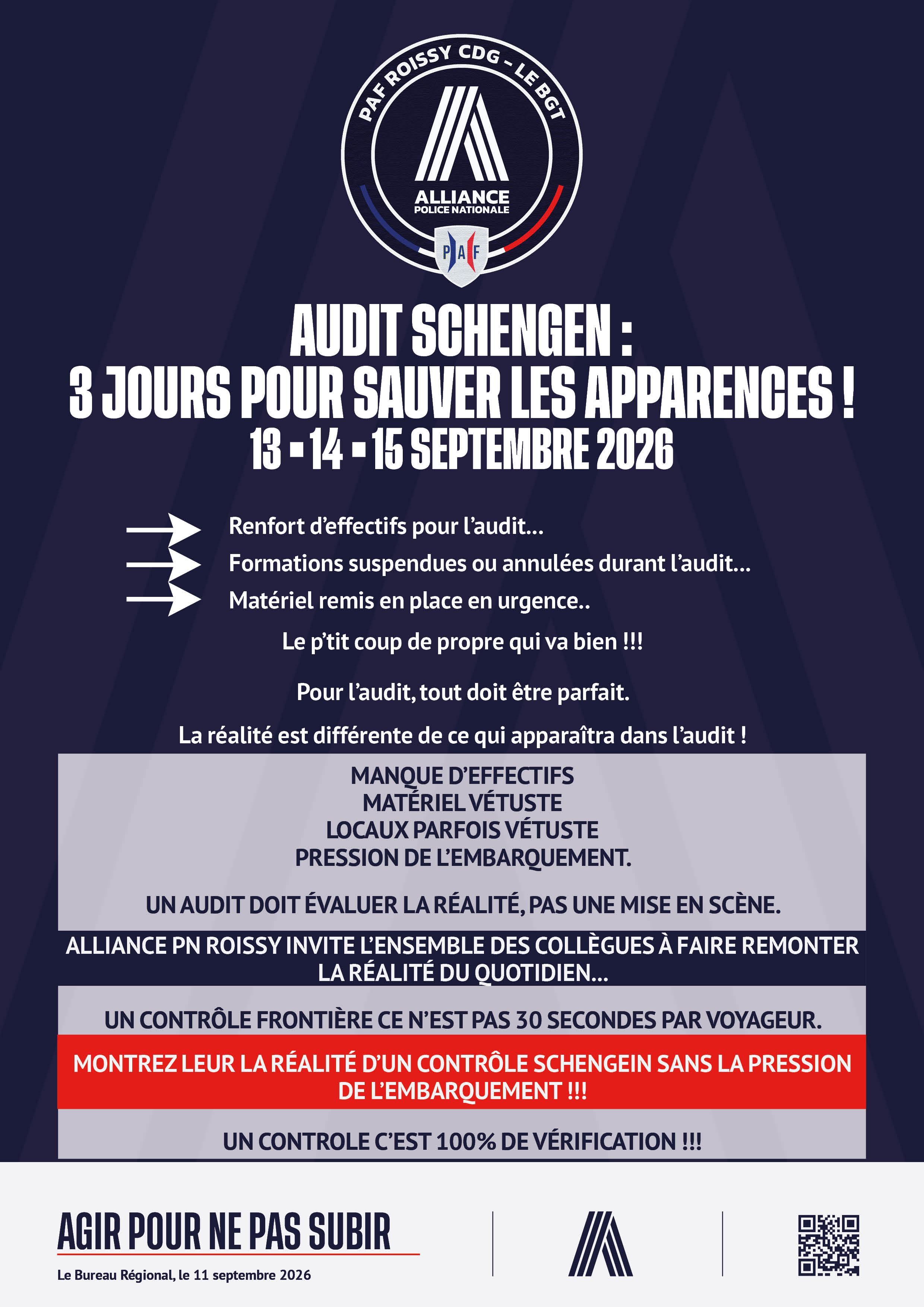 AUDIT SCHENGEN : 3 JOURS POUR SAUVER LES APPARENCES ! 13 - 14 - 15 SEPTEMBRE 2026