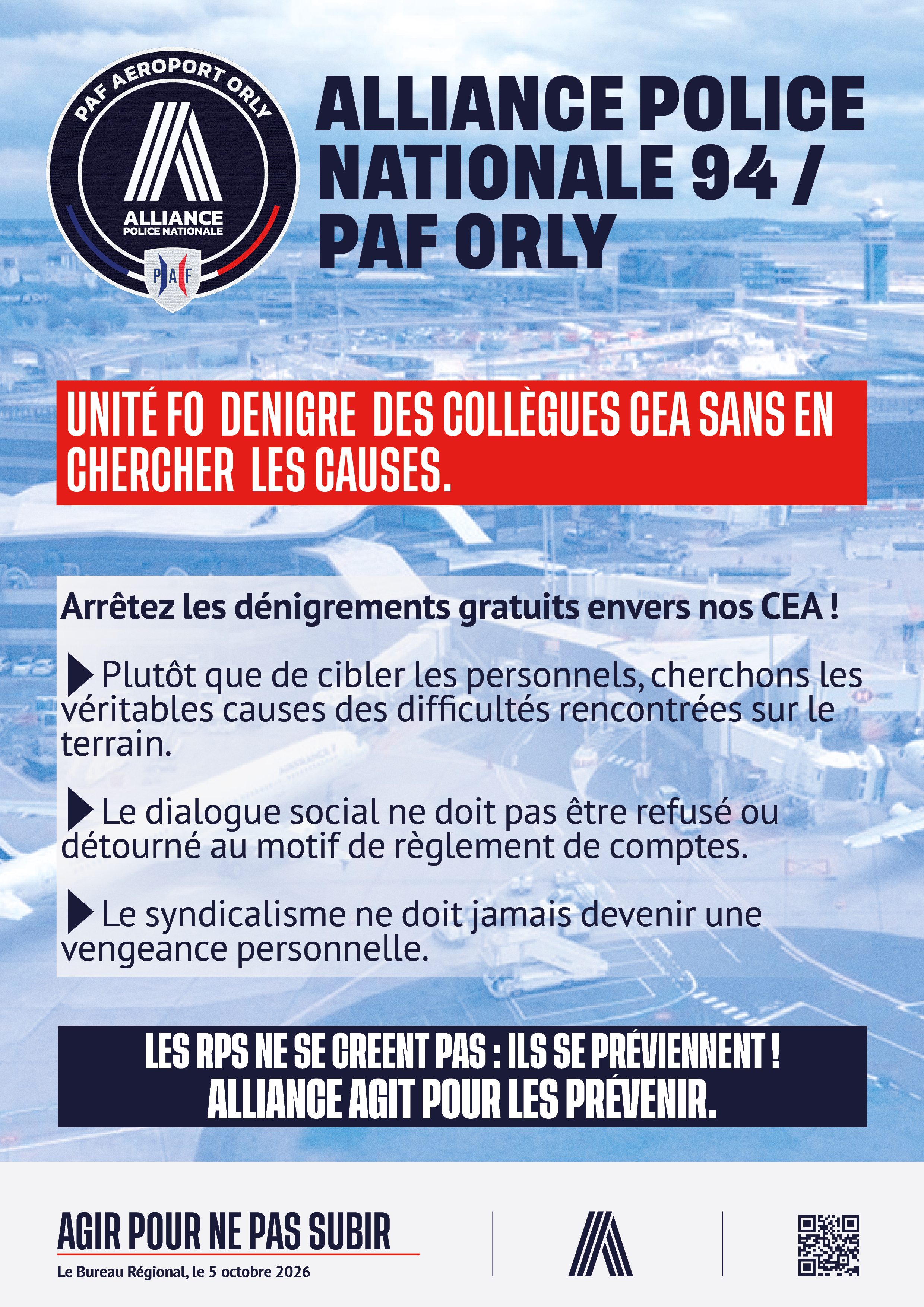 PAF ORLY - Unité FO dénigre des collègues