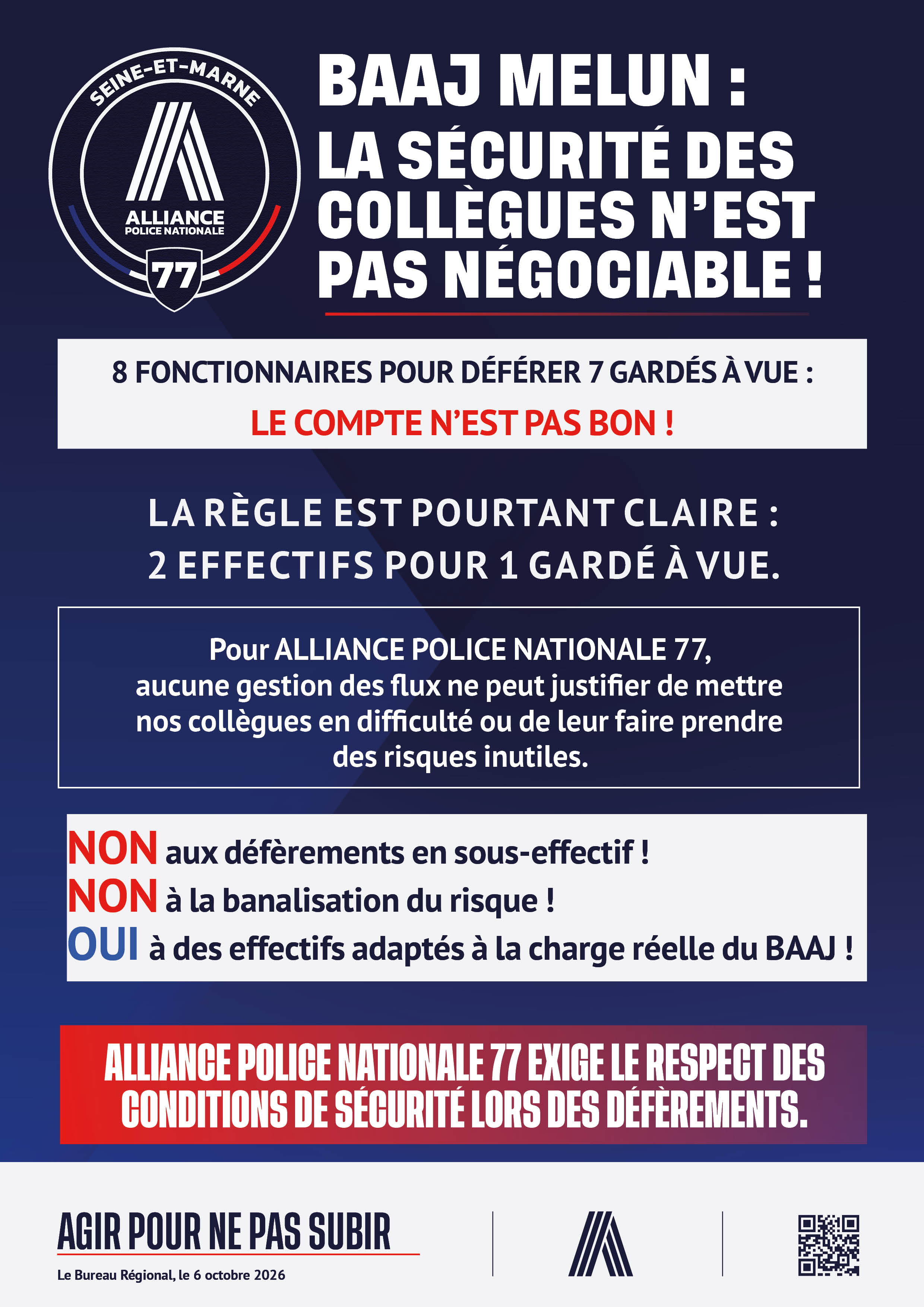 BAAJ MELUN : LA SÉCURITÉ DES COLLÈGUES N’EST PAS NÉGOCIABLE !