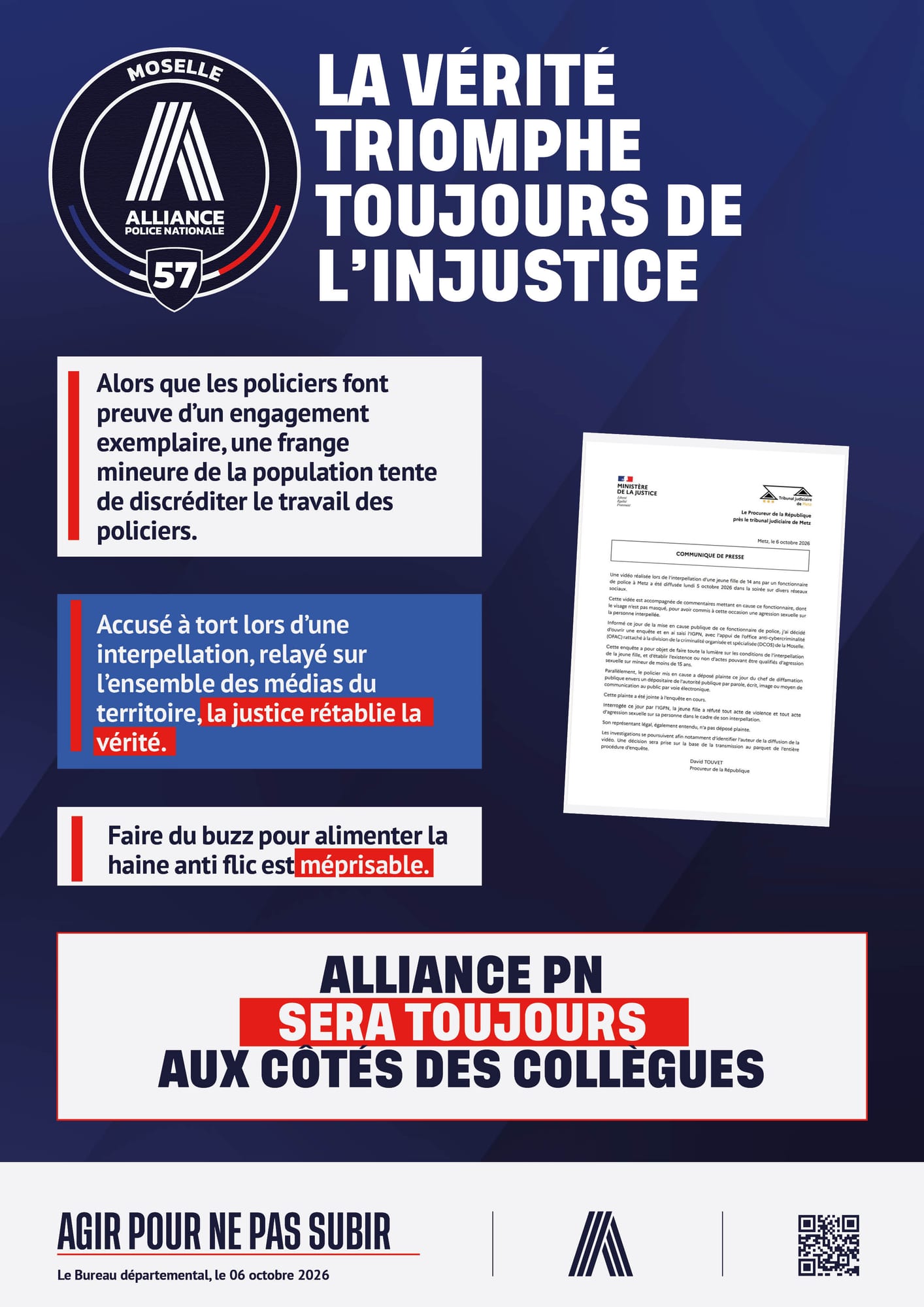 La vérité triomphe toujours de l'injustice: