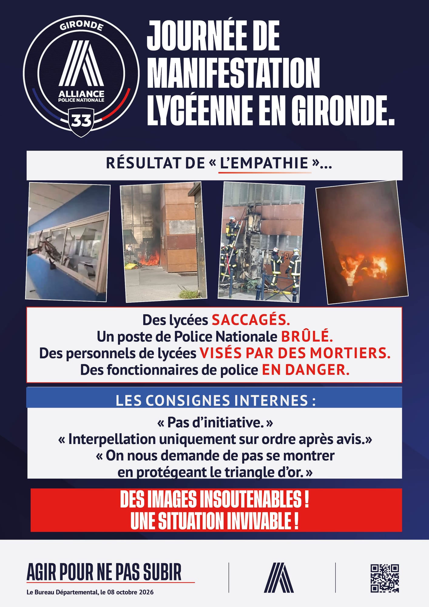 JOURNÉE DE MANIFESTATION LYCÉENNE EN GIRONDE.