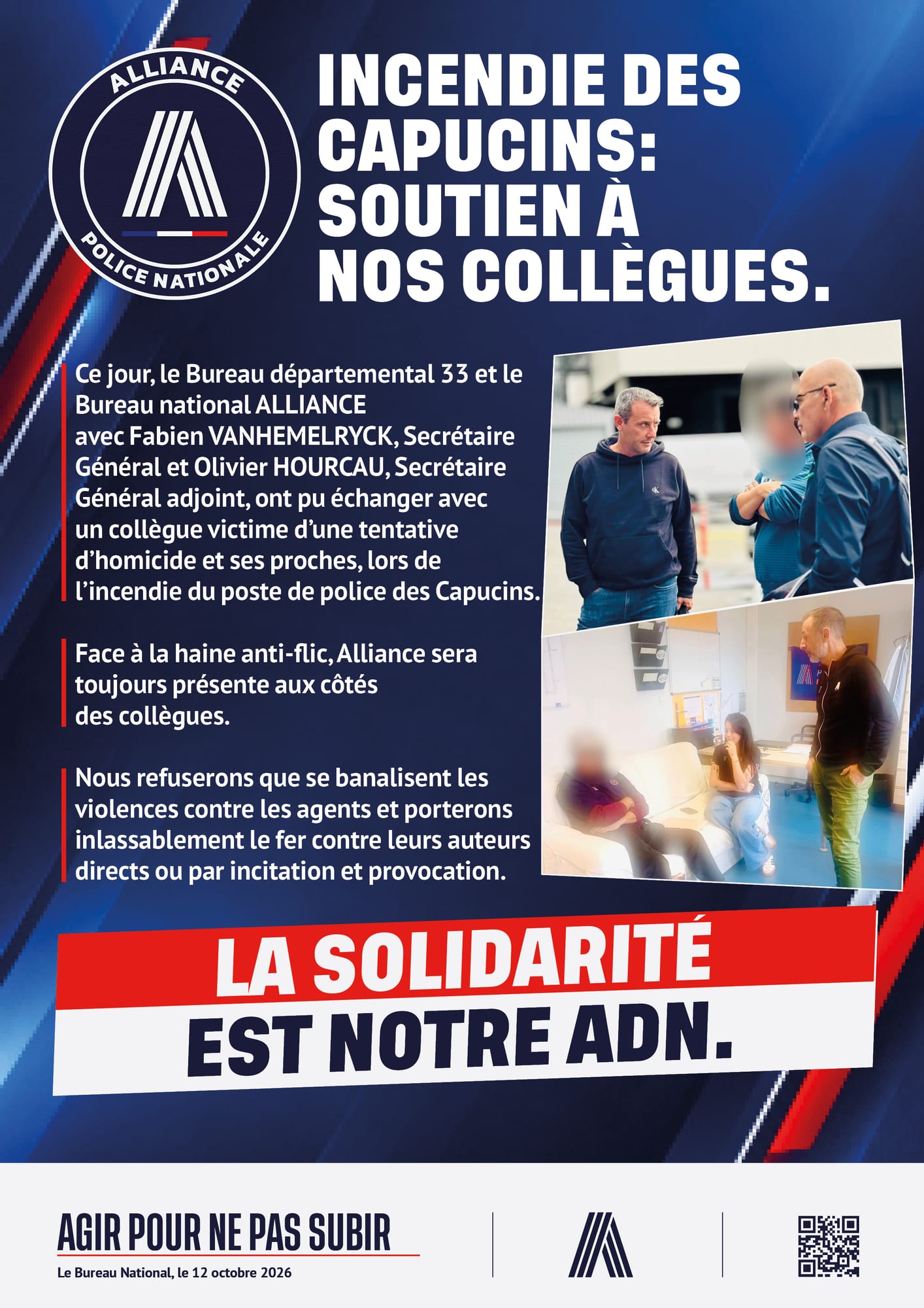 Incendie des capucins : soutien à nos collègues