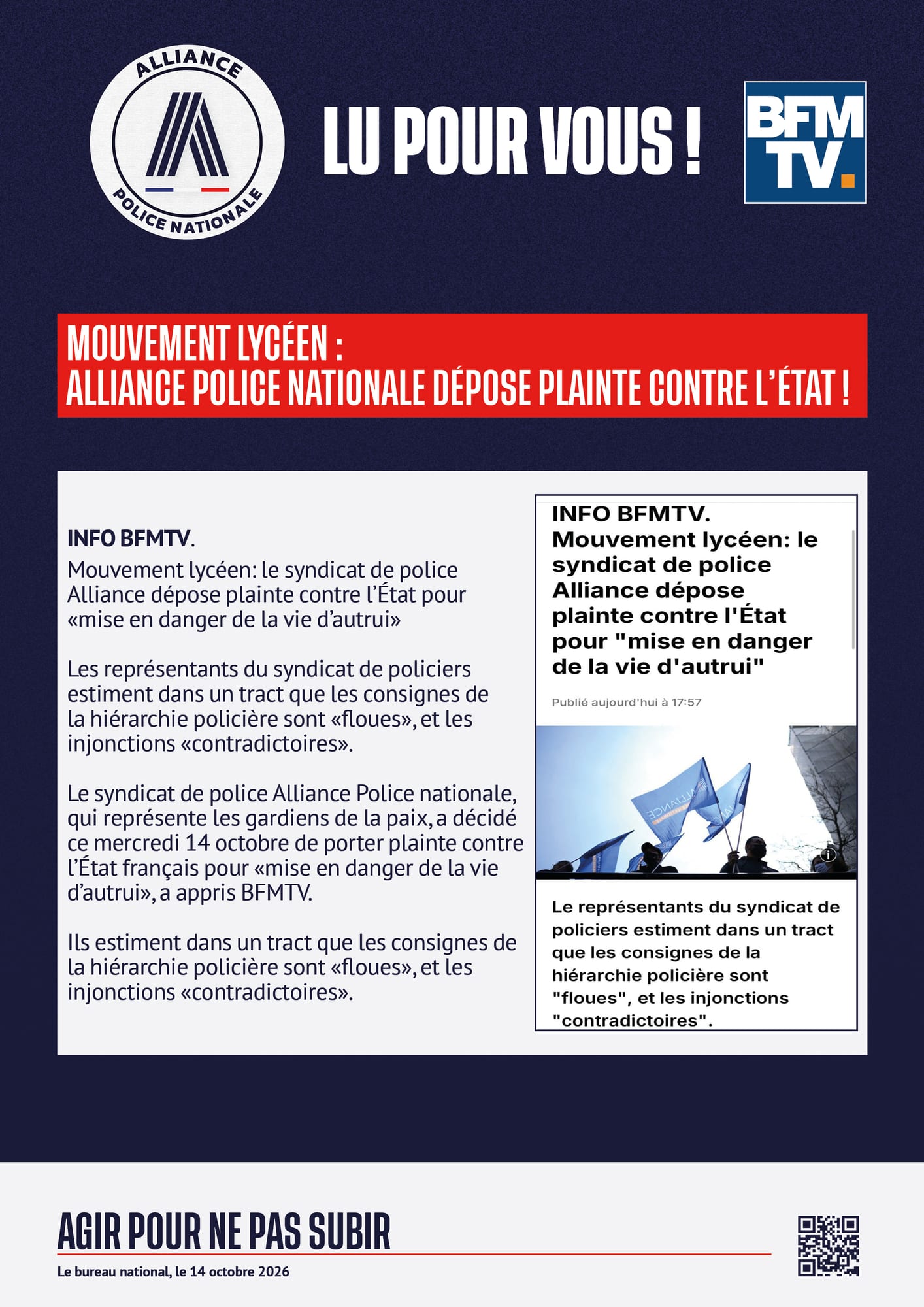 LU POUR VOUS BFMTV ALLIANCE dépose plainte contre l'État