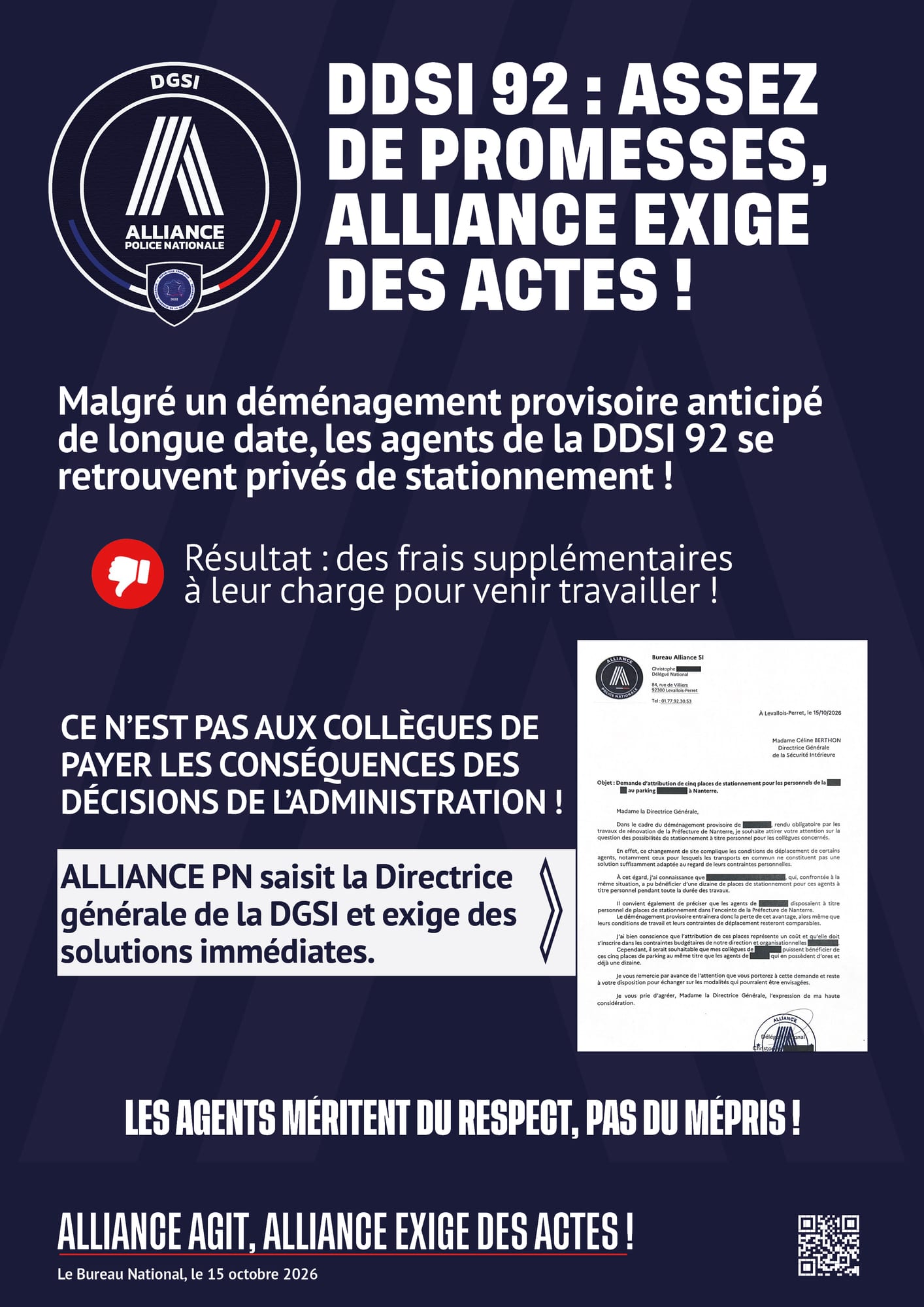 DDSI 92 : assez des promesses, Alliance exige des actes !