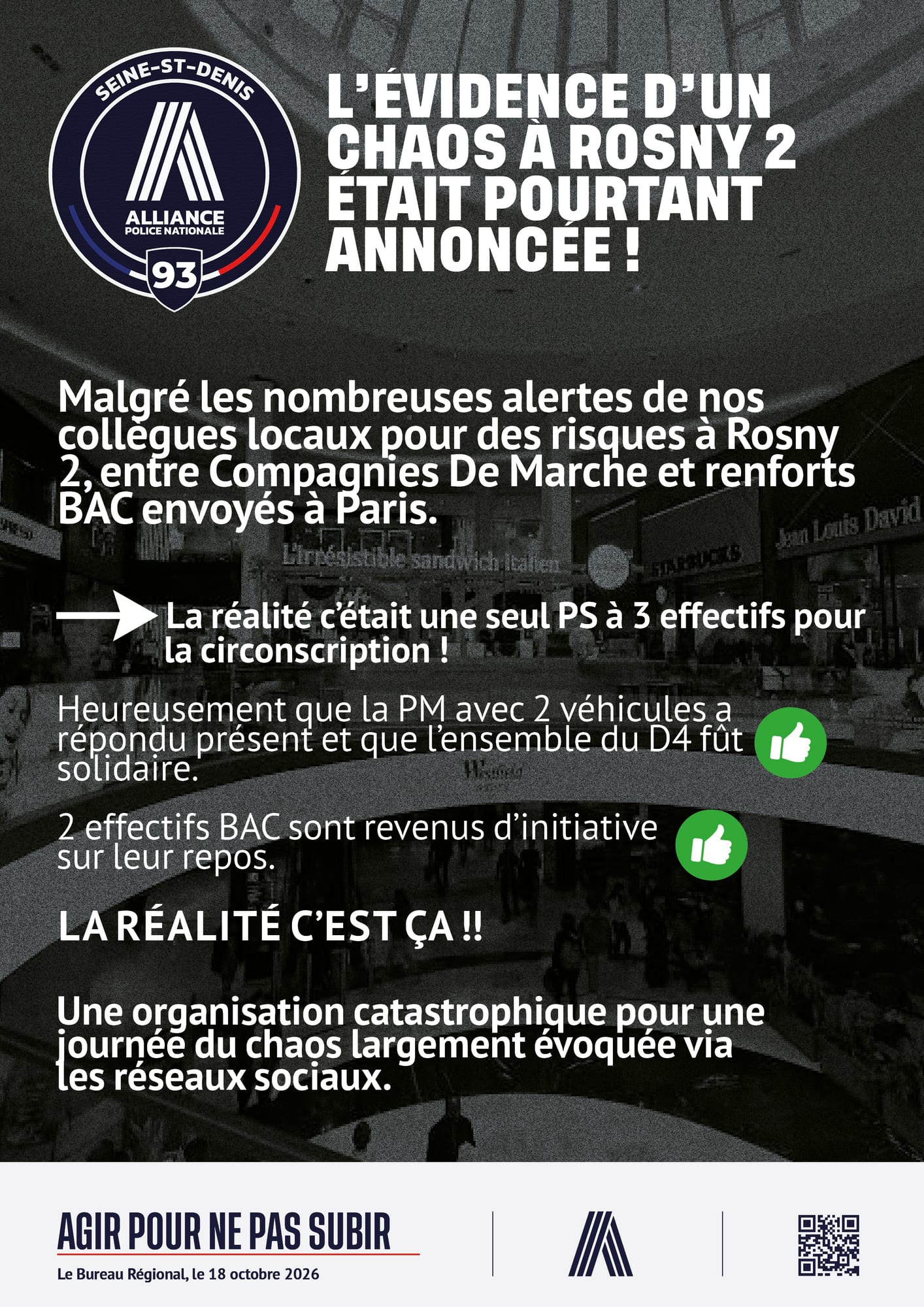 L'évidence d'un chaos à Rosny 2 était pourtant annoncée !