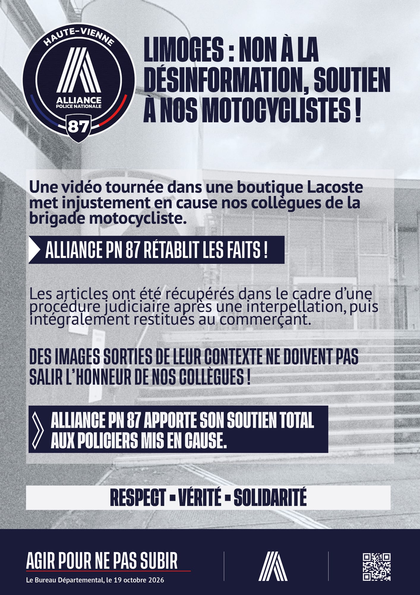 Limoges : non à la désinformation, soutien à nos motocyclistes !
