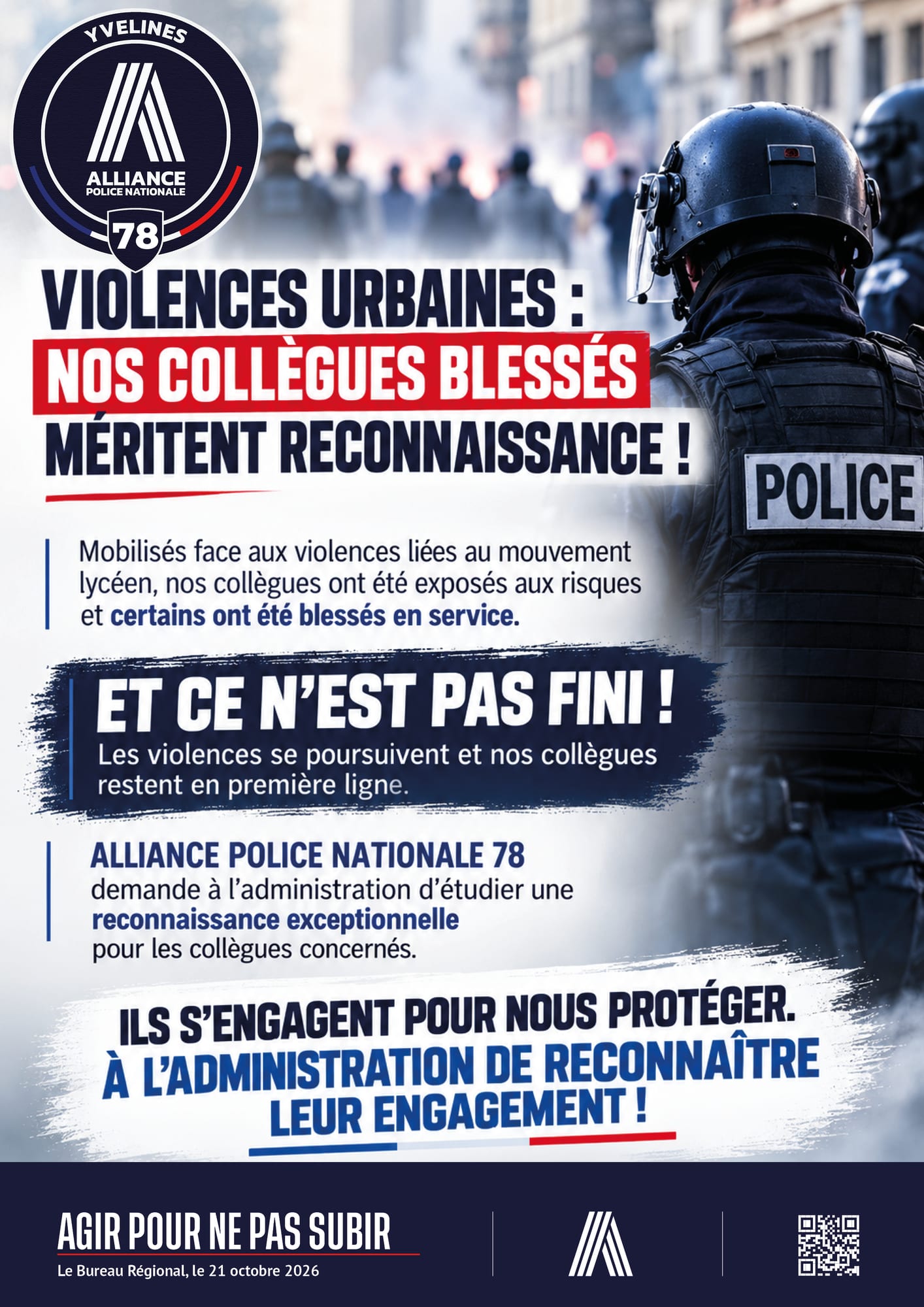 Violences urbaines : nos collègues blessés méritent reconnaissance !