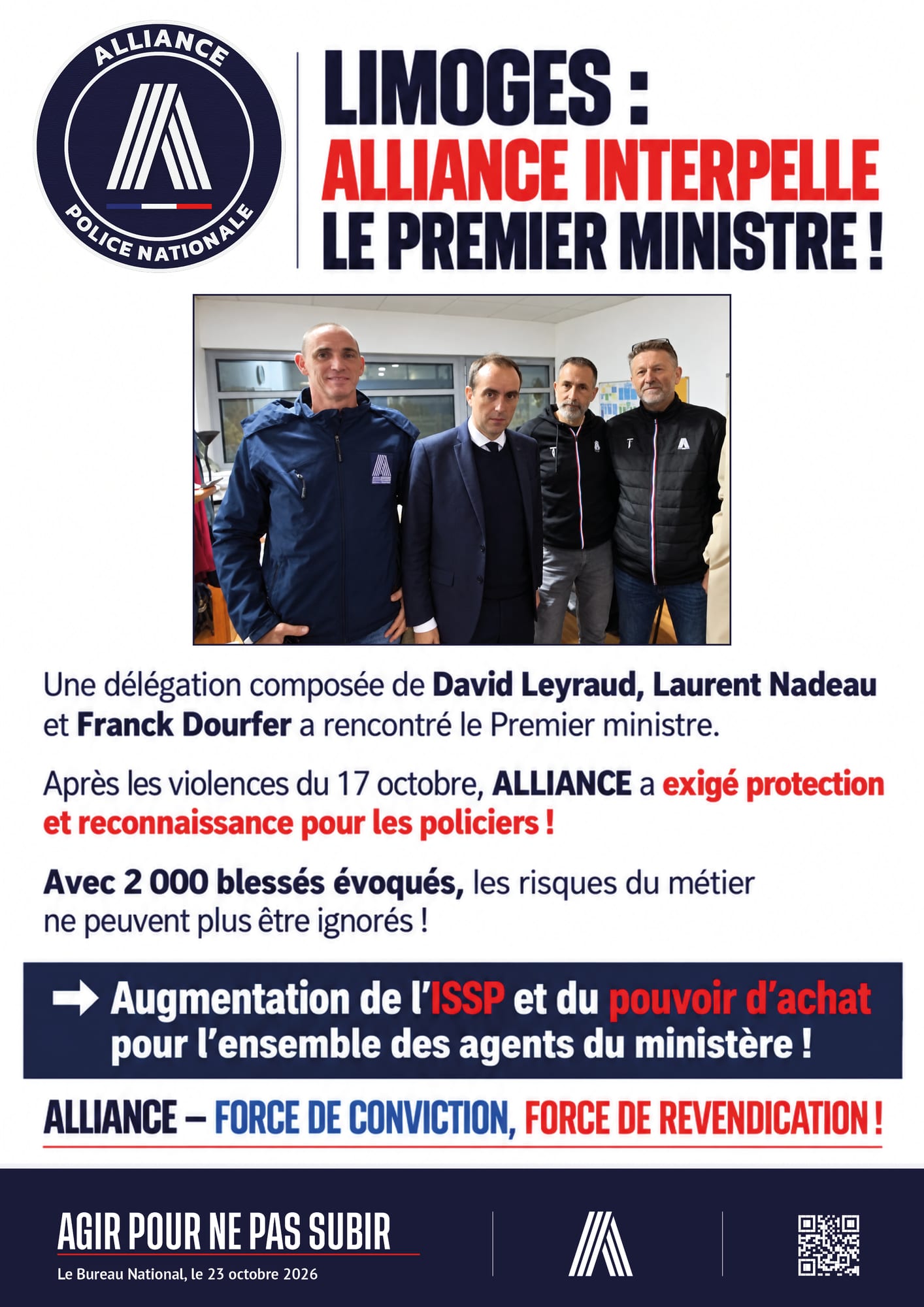 Limoges : Alliance interpelle le 1er ministre !