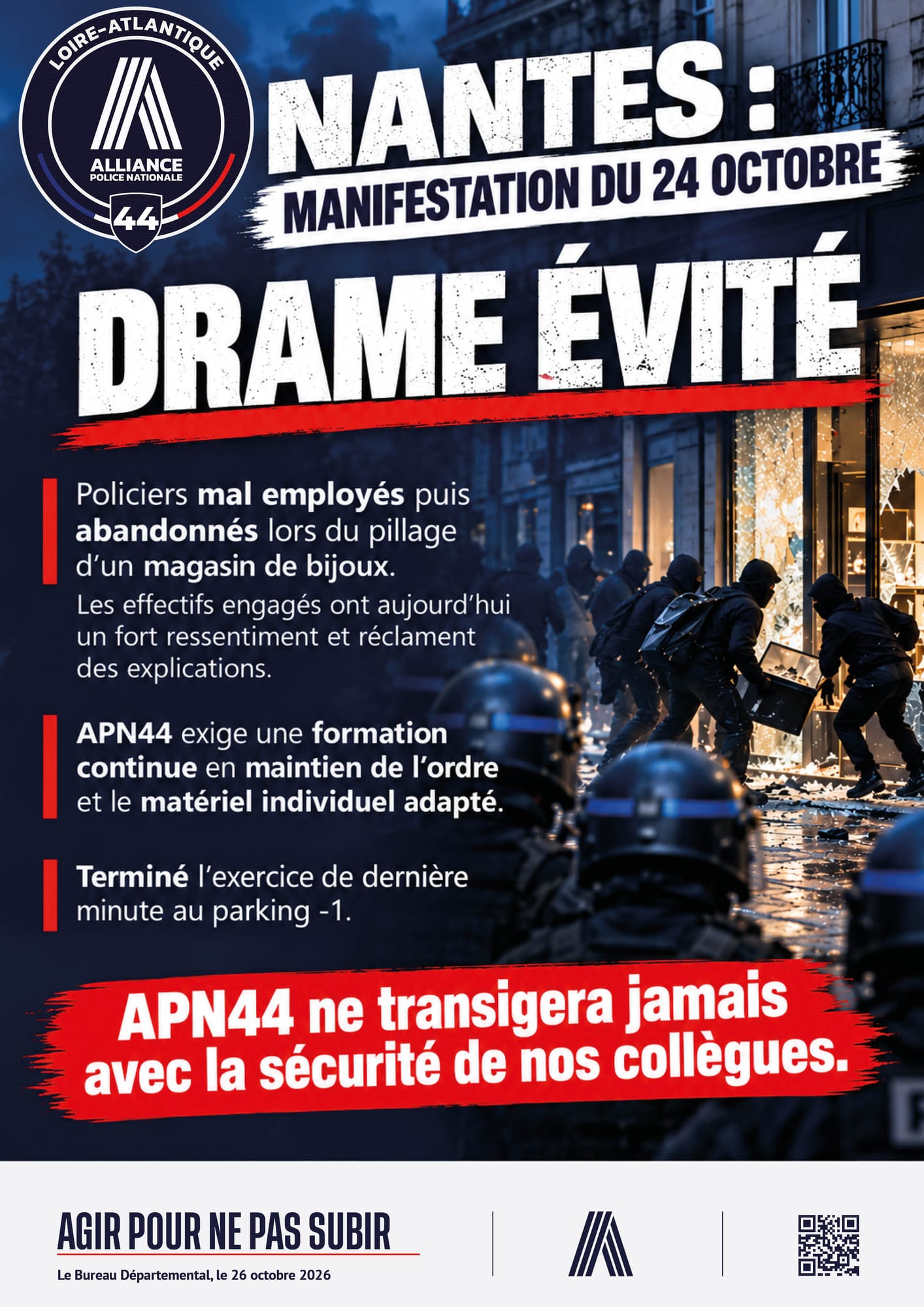 NANTES : MANIFESTATION DU 24 OCTOBRE DRAME ÉVITÉ