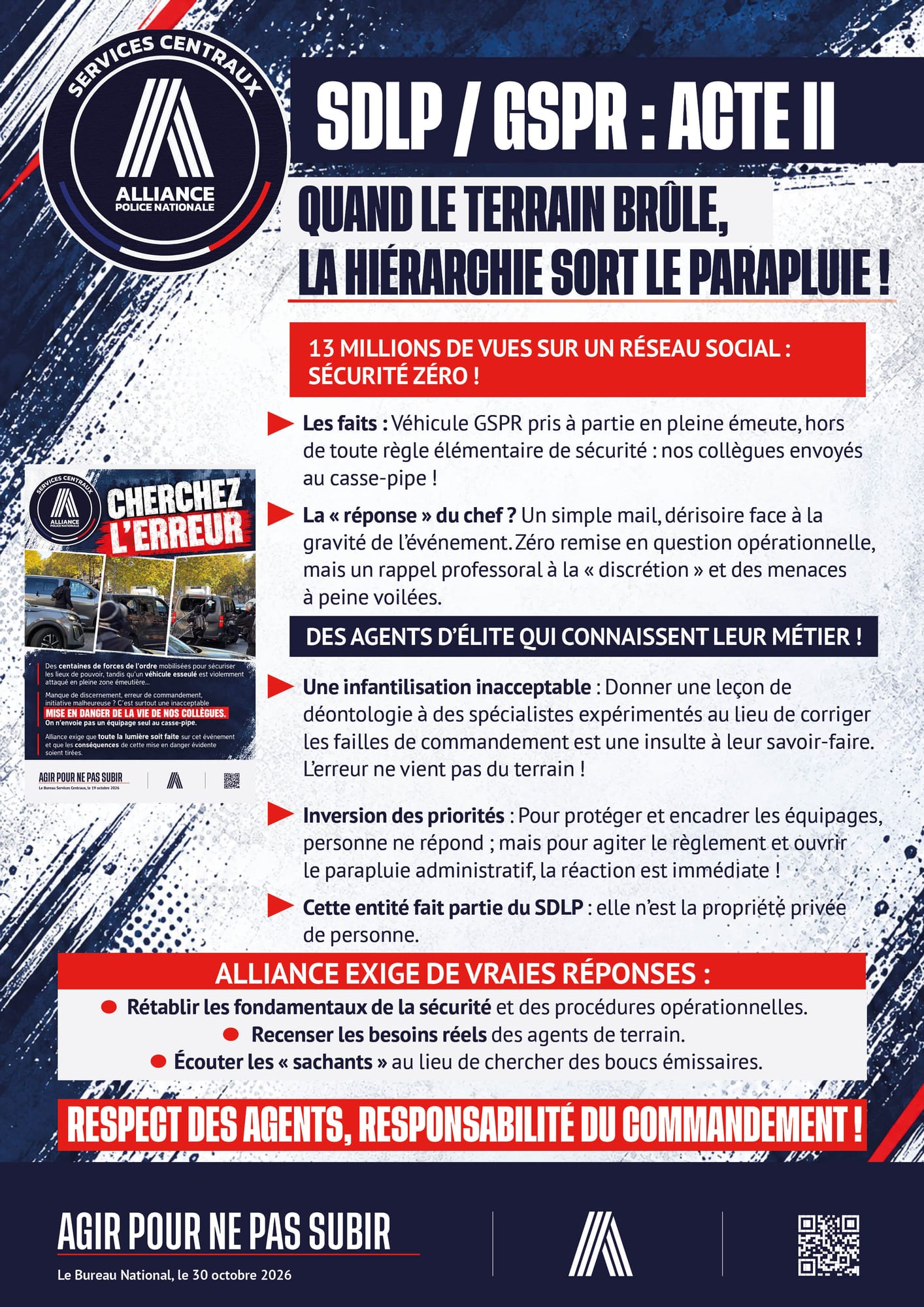 SDLP / GSPR : ACTE II QUAND LE TERRAIN BRÛLE, LA HIÉRARCHIE SORT LE PARAPLUIE !